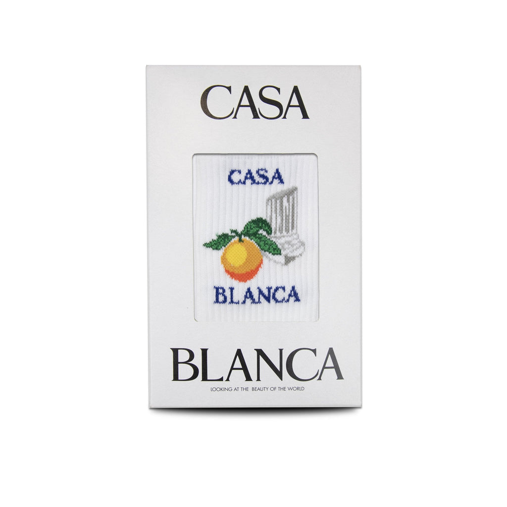 Casablanca Orange Column Sport Socks White 05