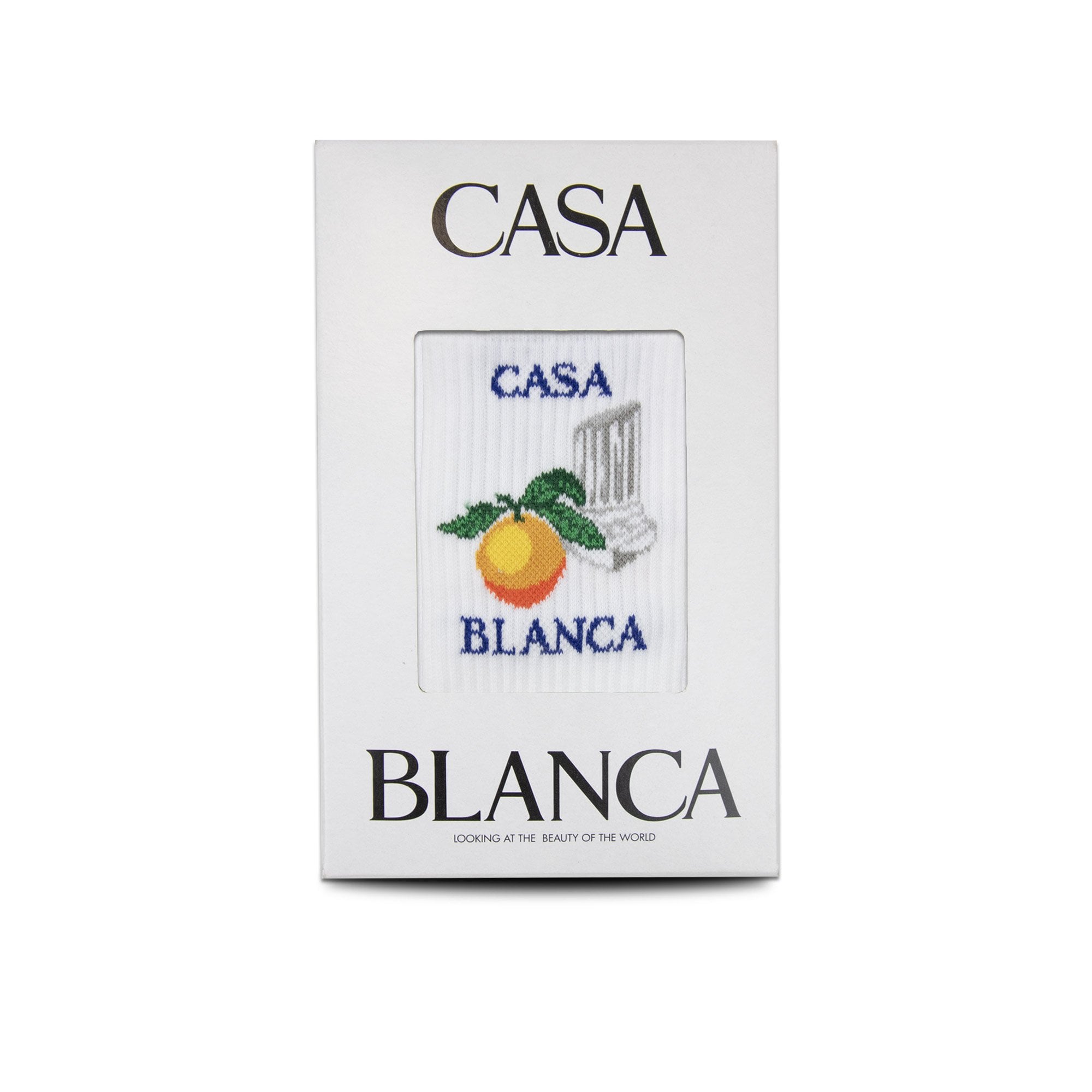 Casablanca Orange Column Sport Socks White 05