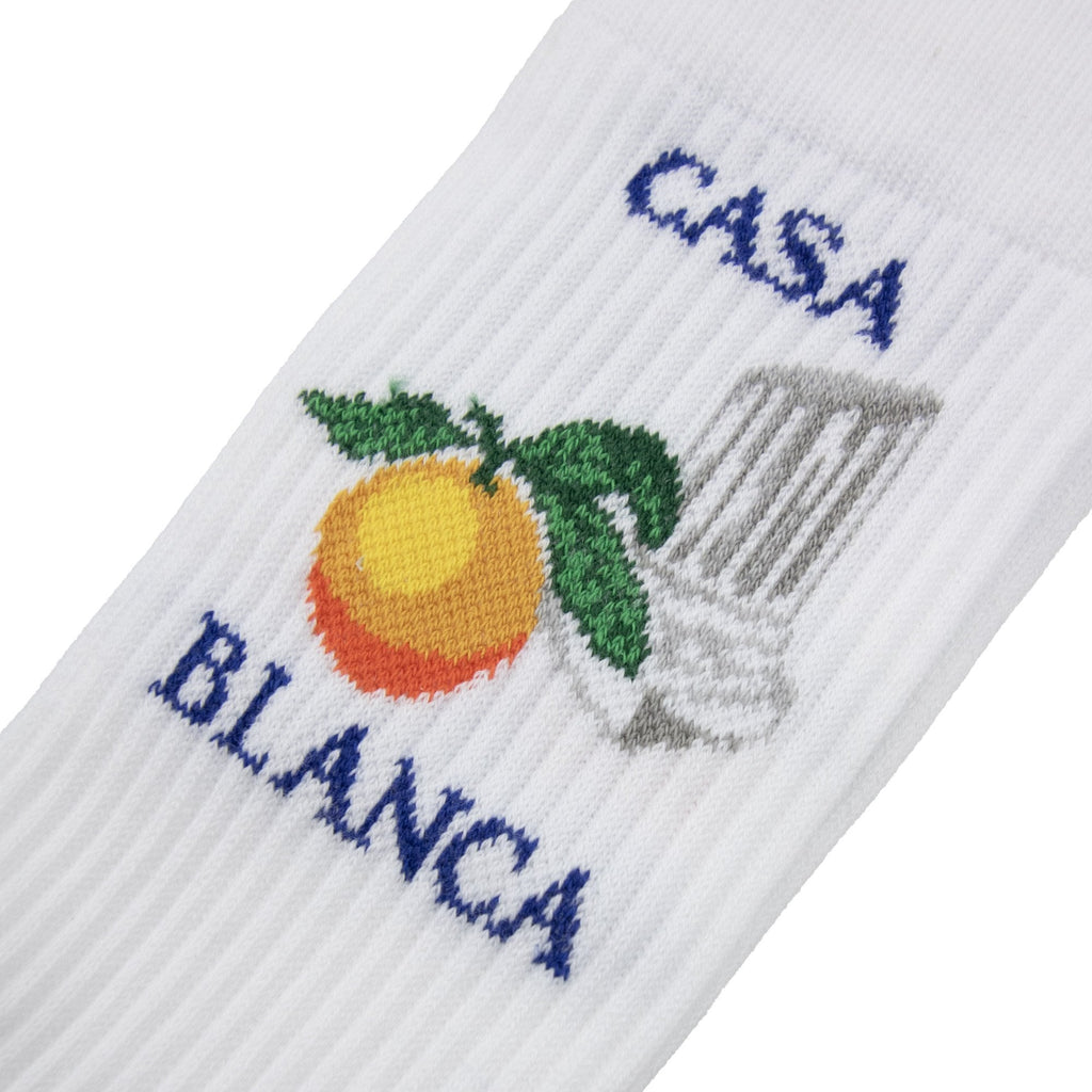 Casablanca Orange Column Sport Socks White 05