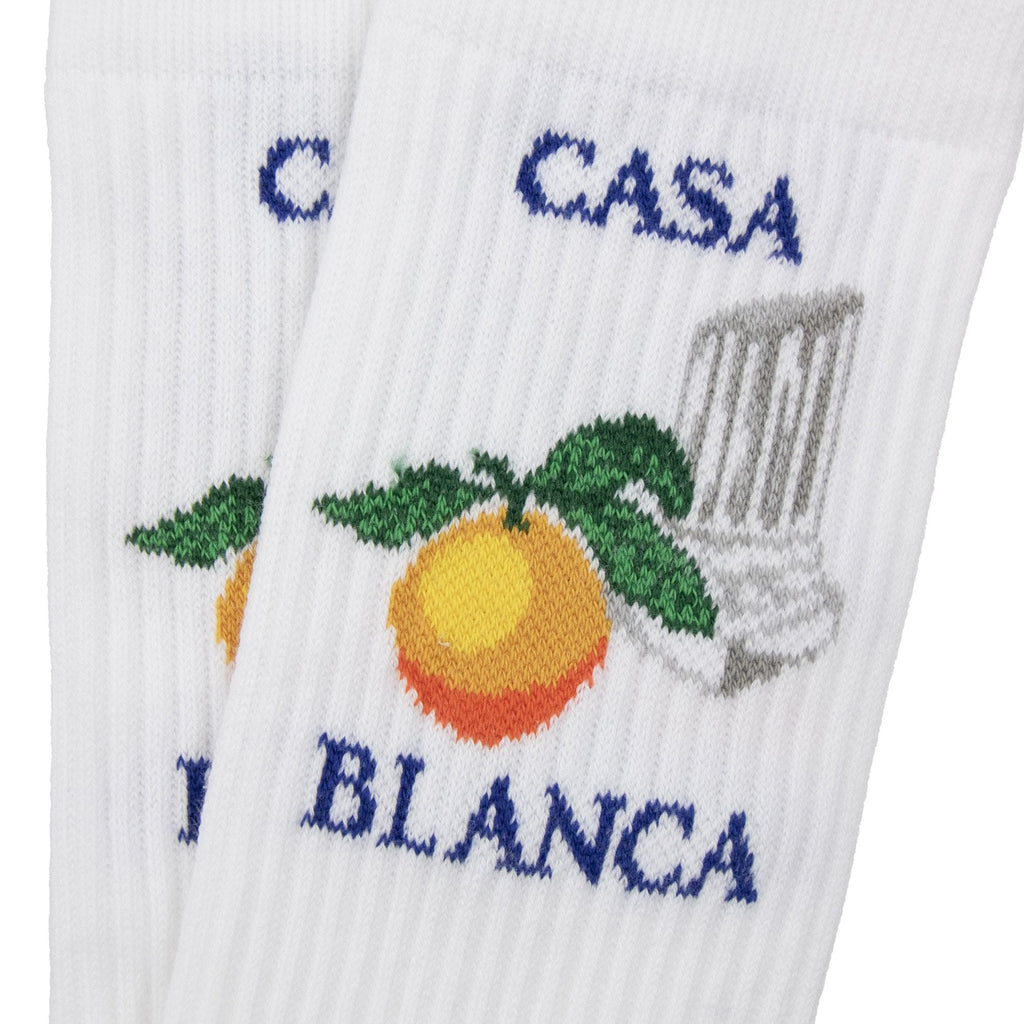 Casablanca Orange Column Sport Socks White 05