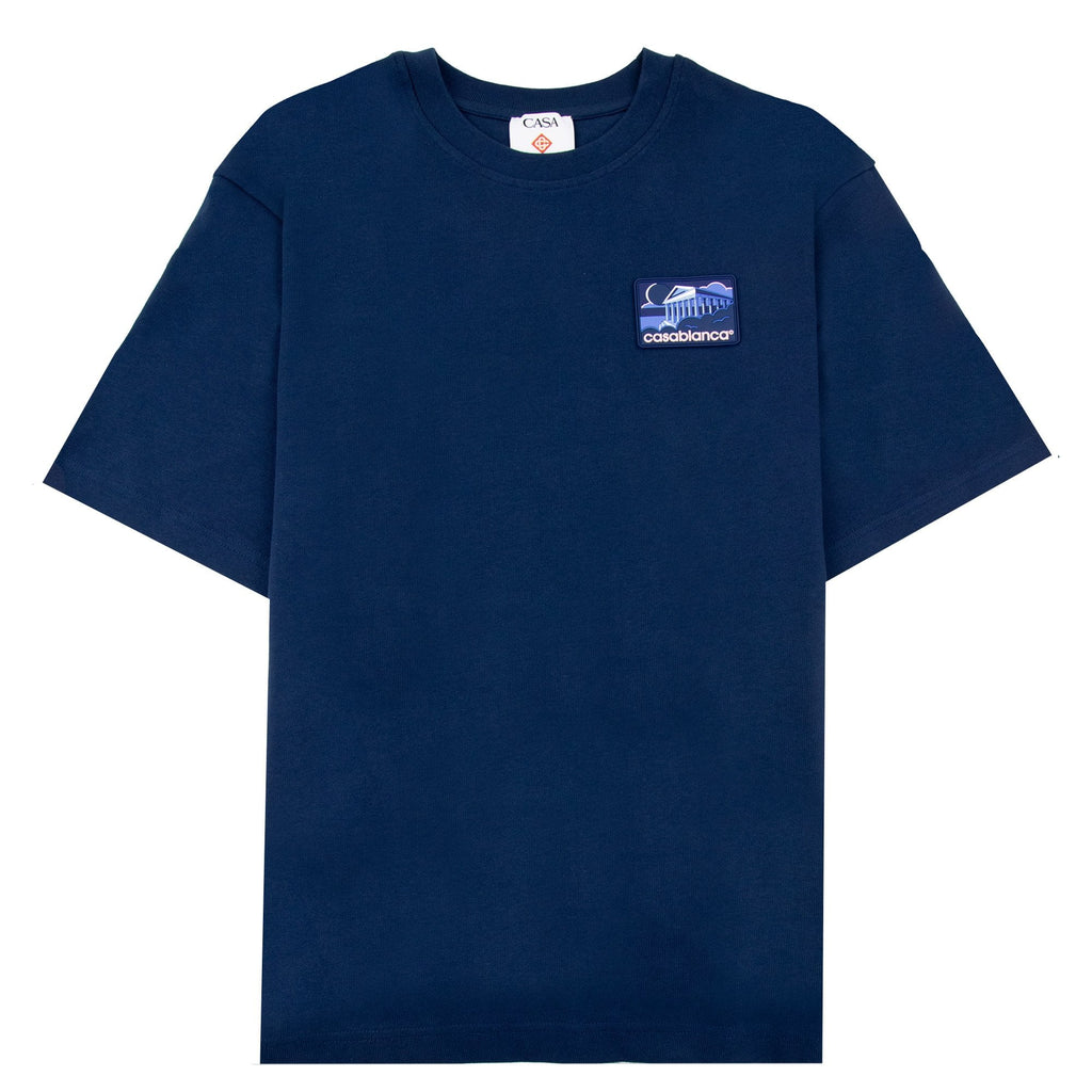 Casablanca Greek Temple Patch T Shirt Navy 01
