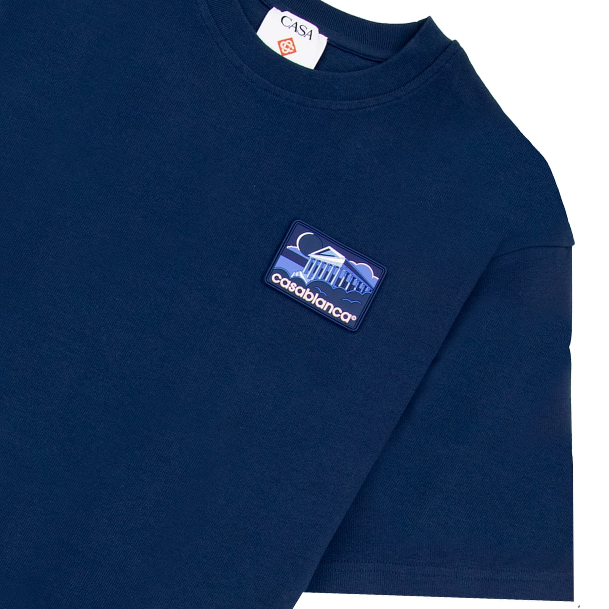 Casablanca Greek Temple Patch T Shirt Navy 01