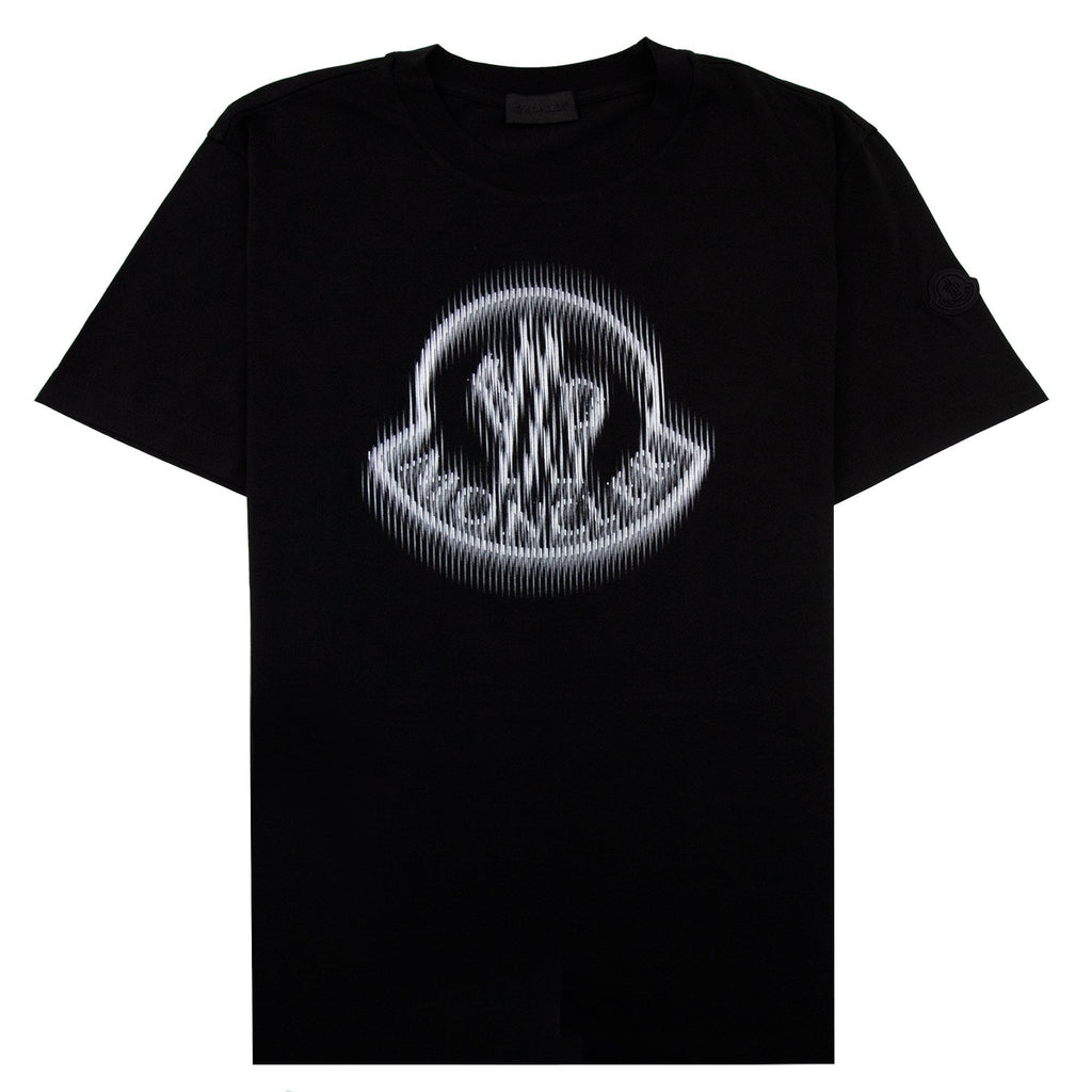 Moncler Blurred Logo Cotton T-shirt Black 999