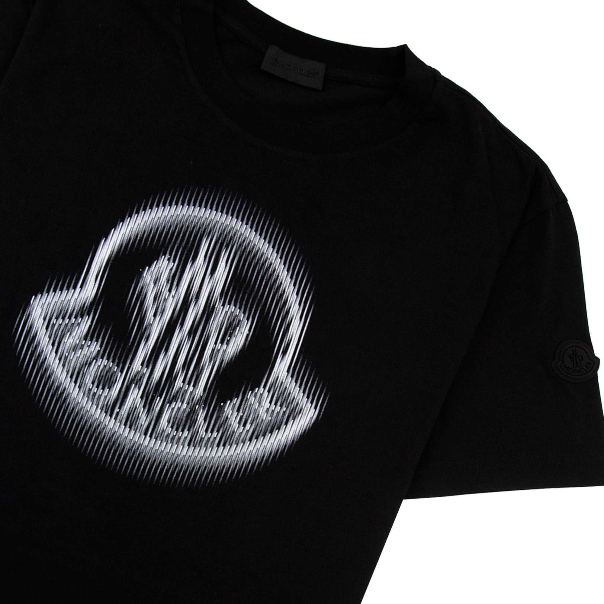 Moncler Blurred Logo Cotton T-shirt Black 999