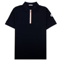 Moncler Tricolour Trim Cotton Piquet Polo Navy
