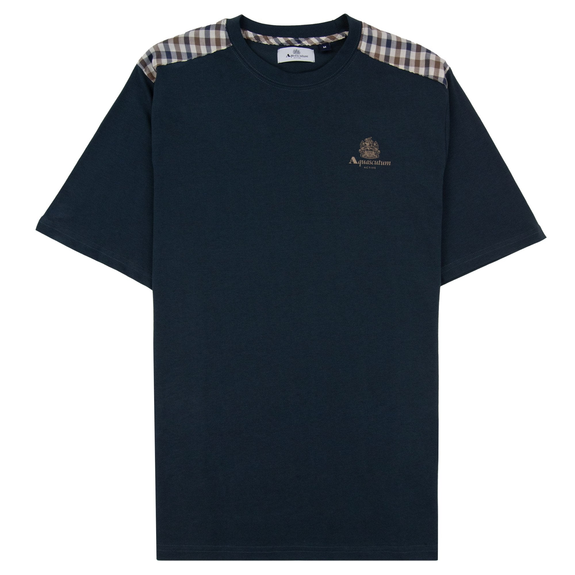 Aquascutum Club Check Shoulder T-shirt Navy