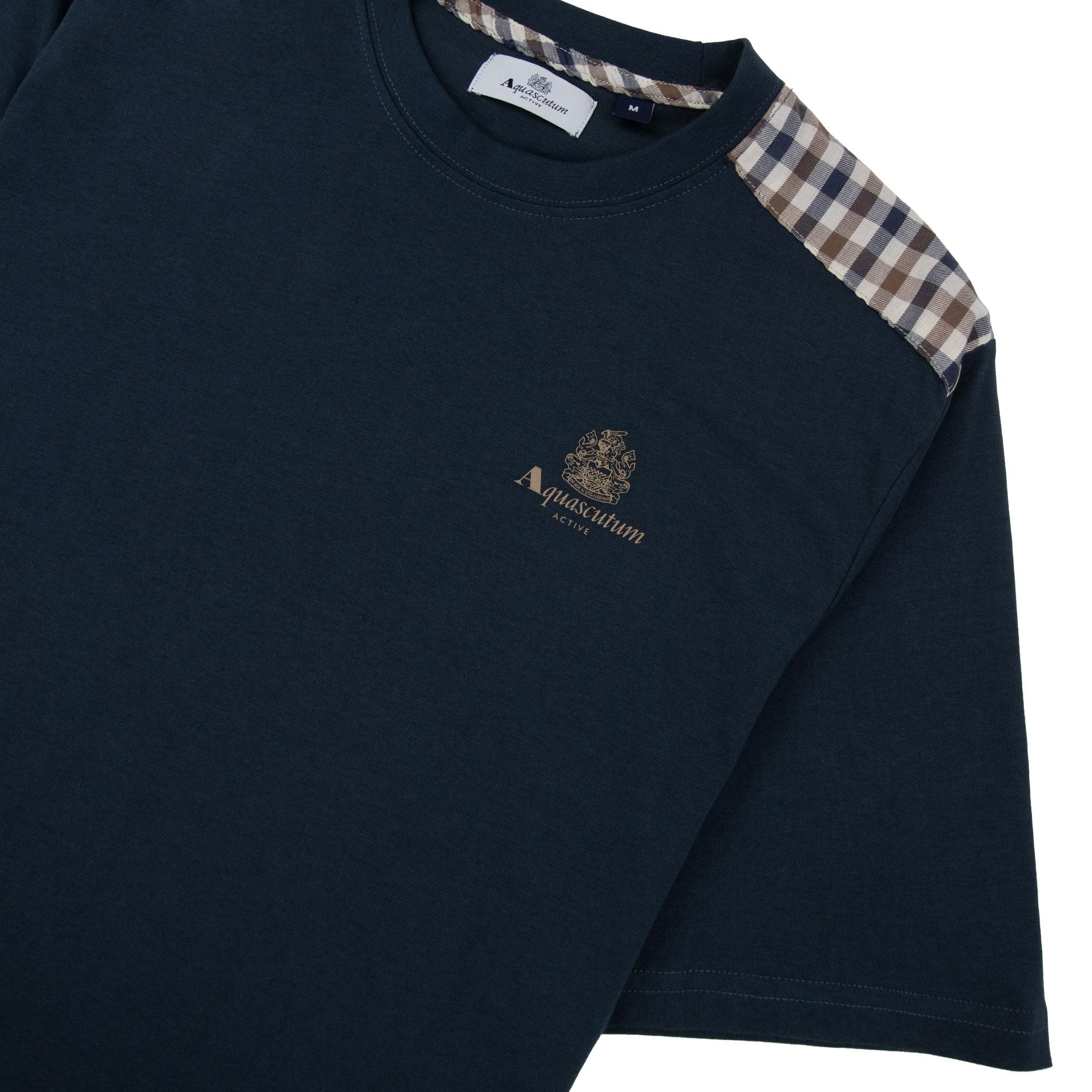 Aquascutum Club Check Shoulder T-shirt Navy