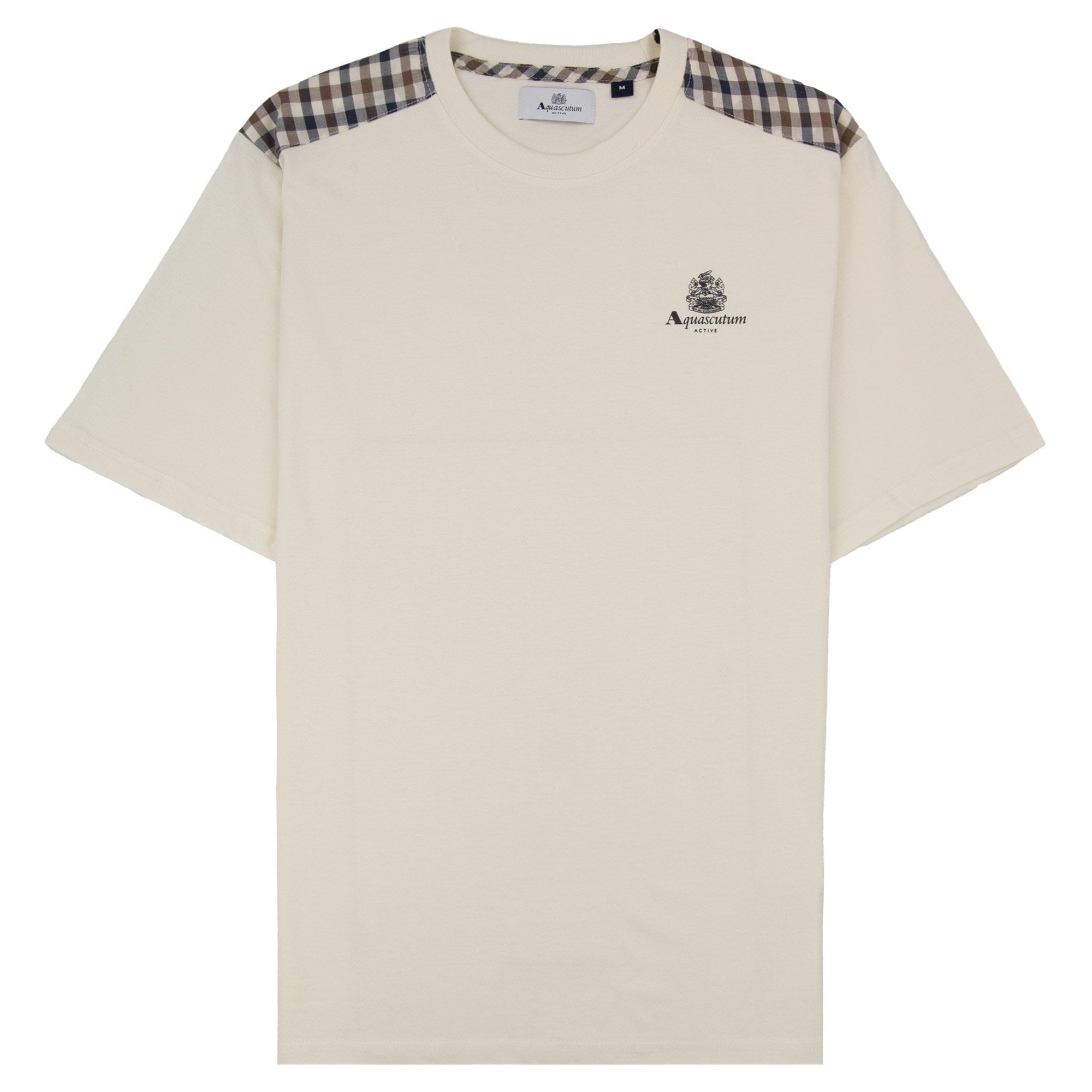 Aquascutum Club Check Shoulder T-shirt Old White