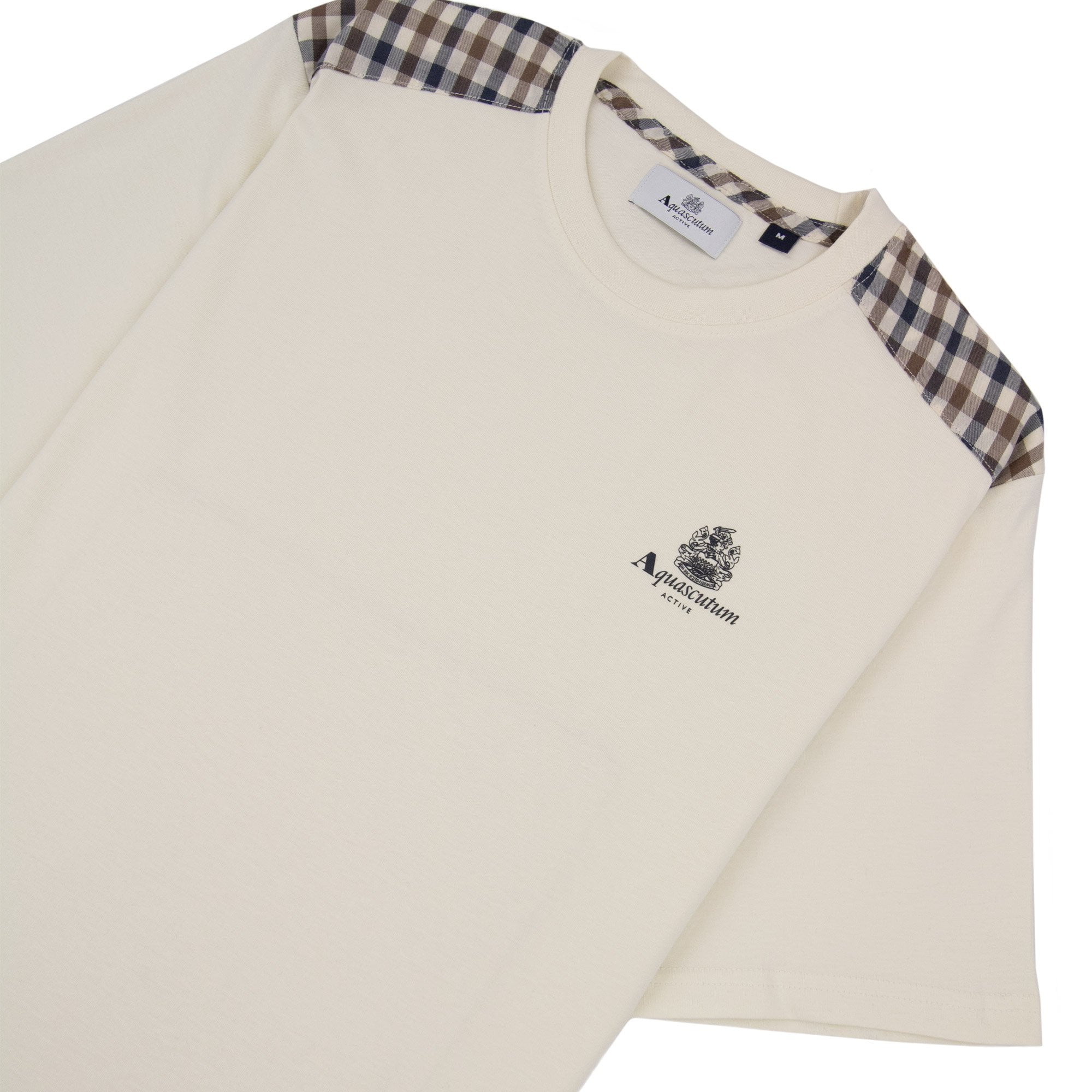 Aquascutum Club Check Shoulder T-shirt Old White