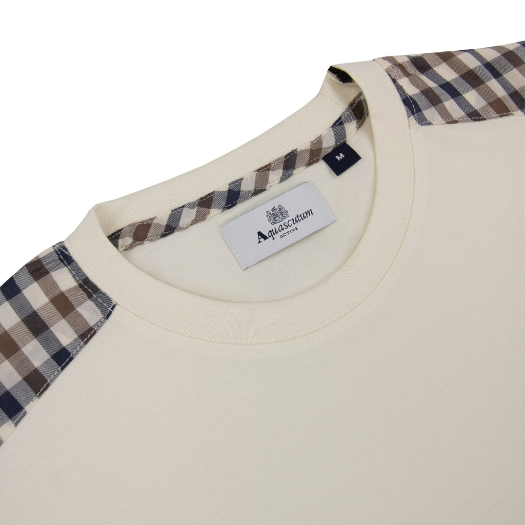 Aquascutum Club Check Shoulder T-shirt Old White