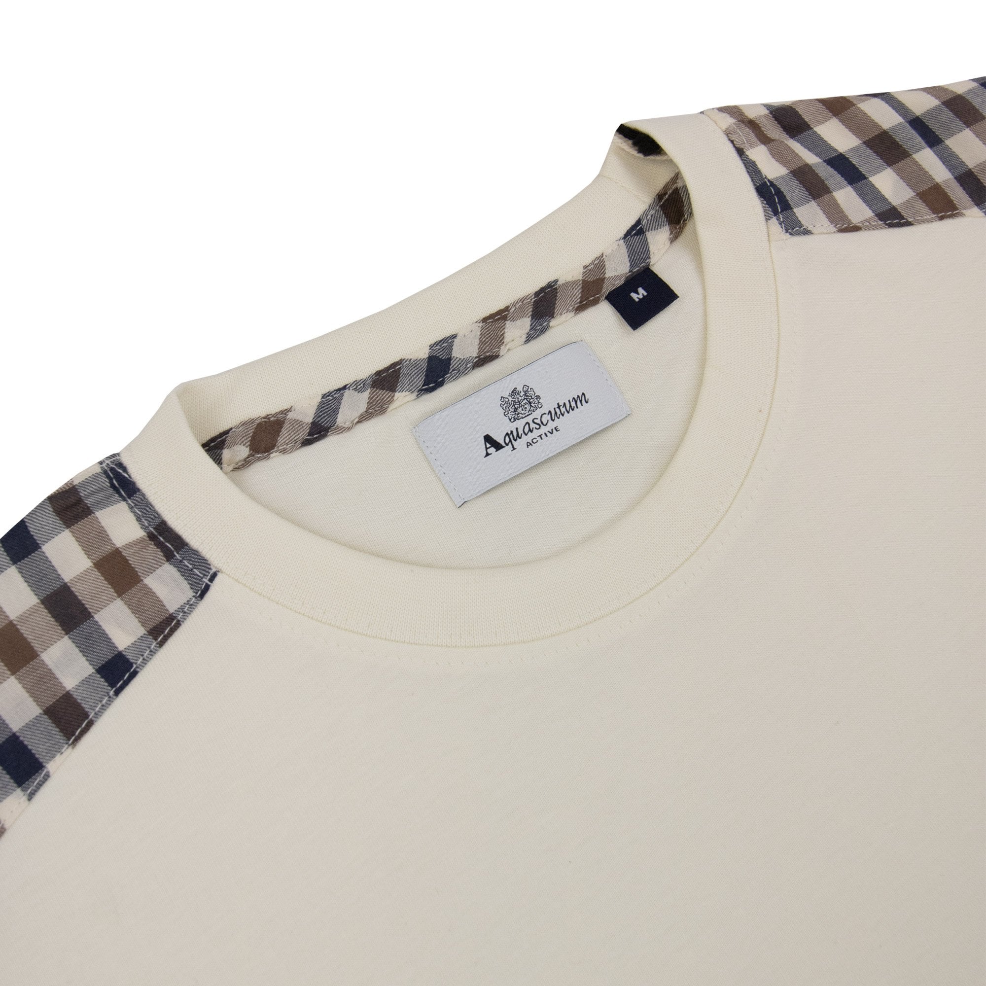 Aquascutum Club Check Shoulder T-shirt Old White