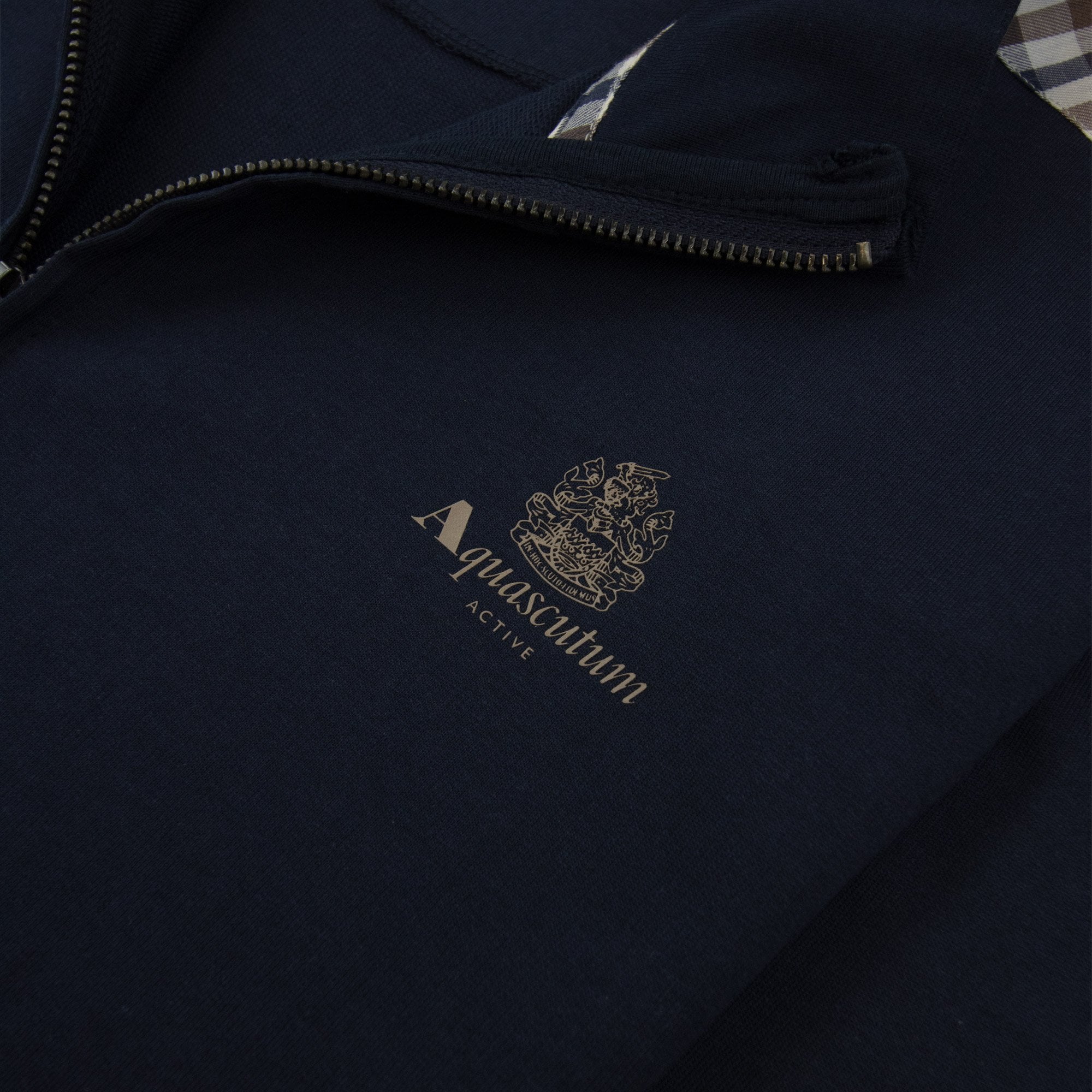 Aquascutum Full Zip Club Check Mockneck Sweatshirt Navy 11