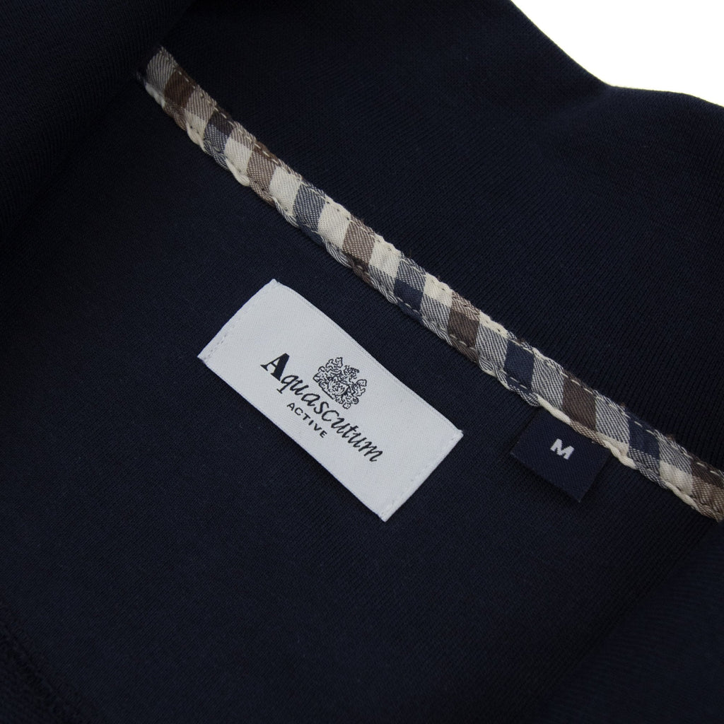 Aquascutum Full Zip Club Check Mockneck Sweatshirt Navy 11
