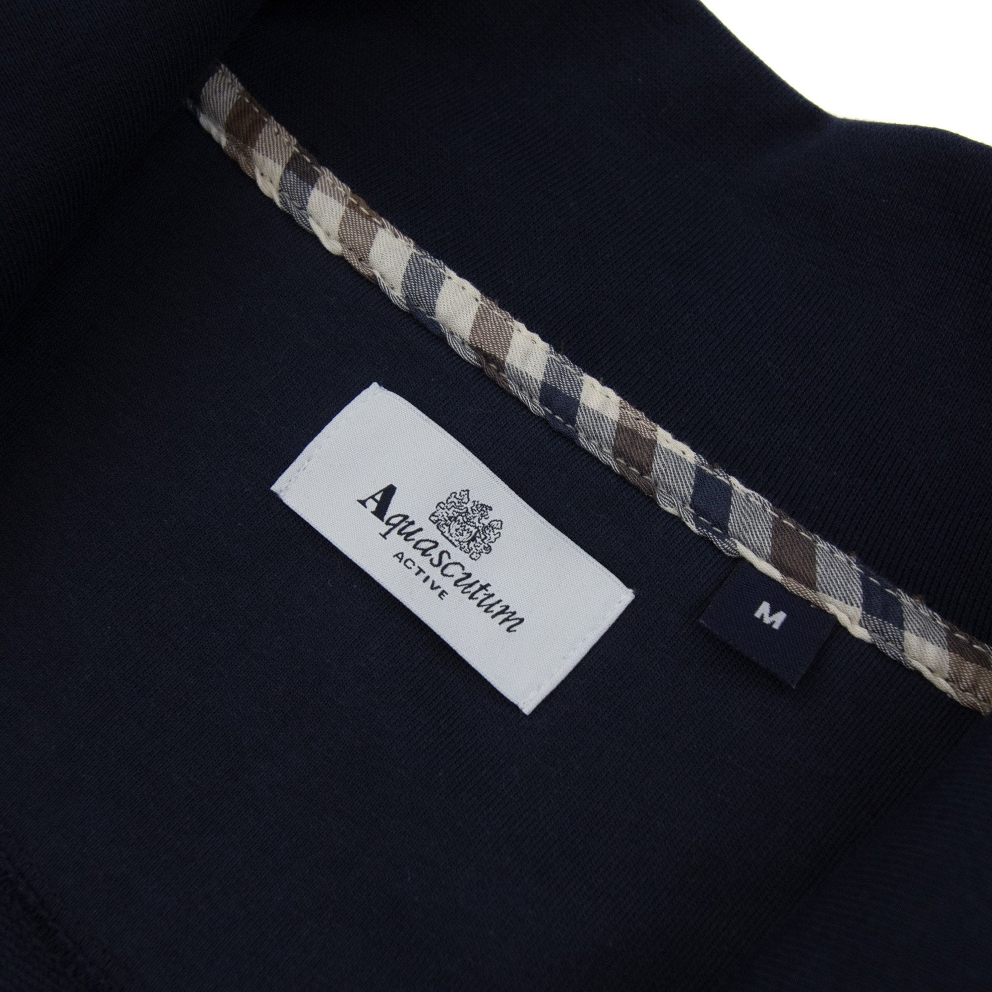 Aquascutum Full Zip Club Check Mockneck Sweatshirt Navy 11