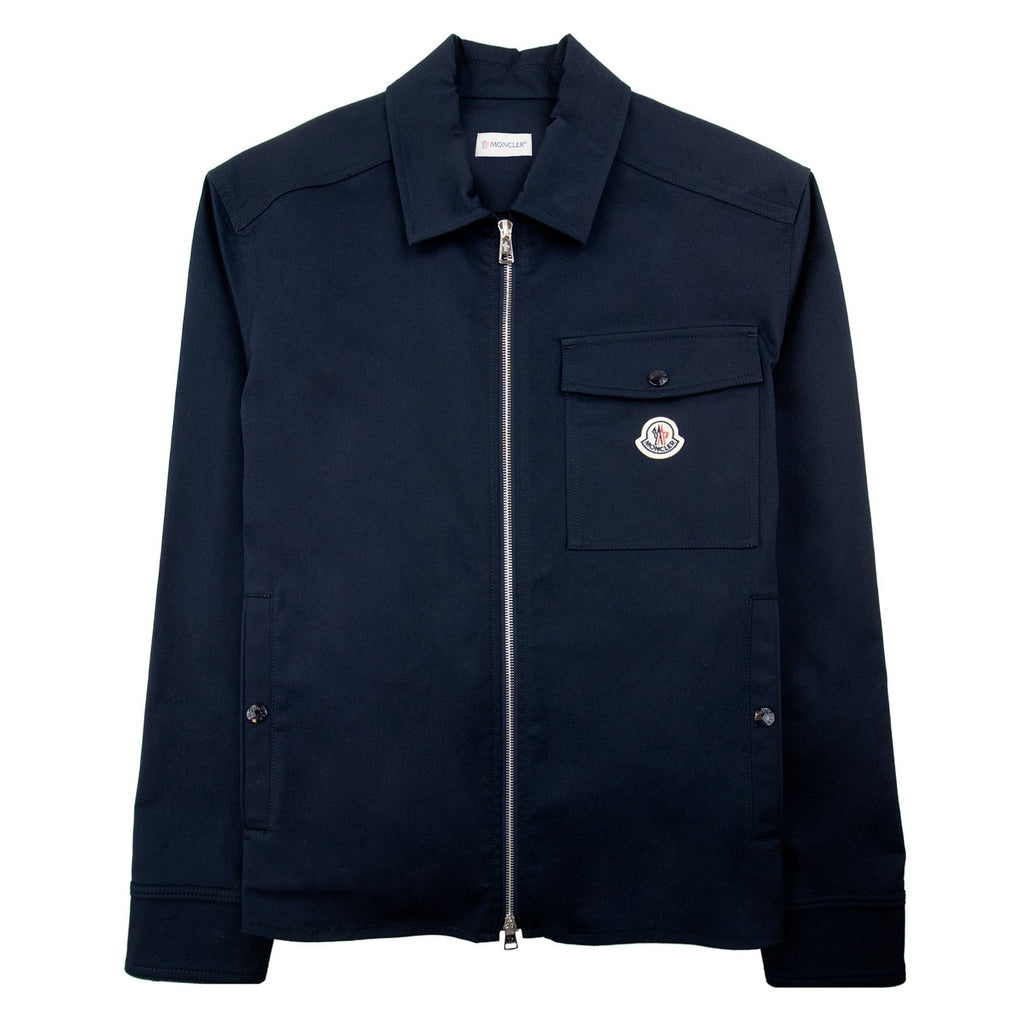 Moncler Cotton Gabardine Zip Overshirt Navy