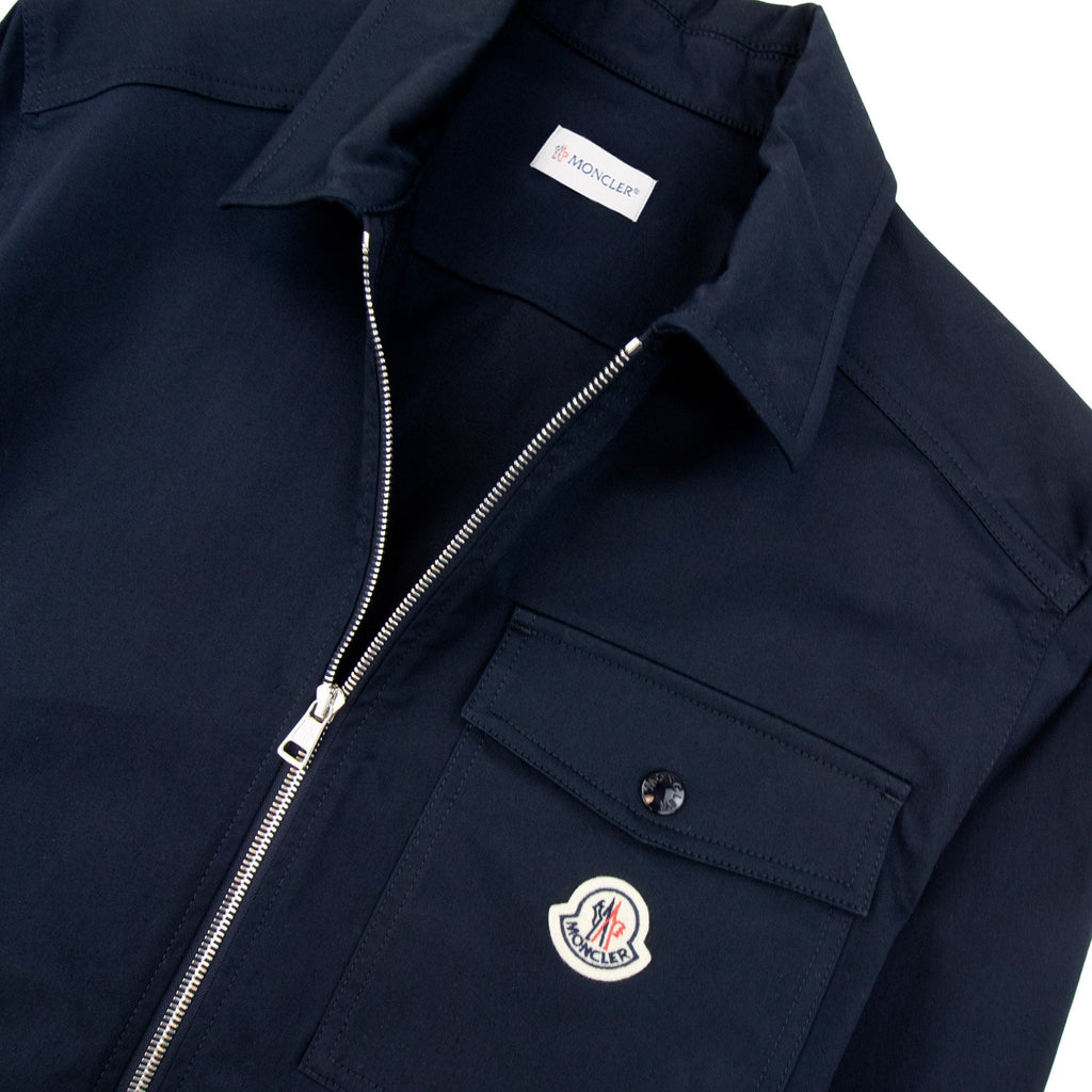 Moncler Cotton Gabardine Zip Overshirt Navy