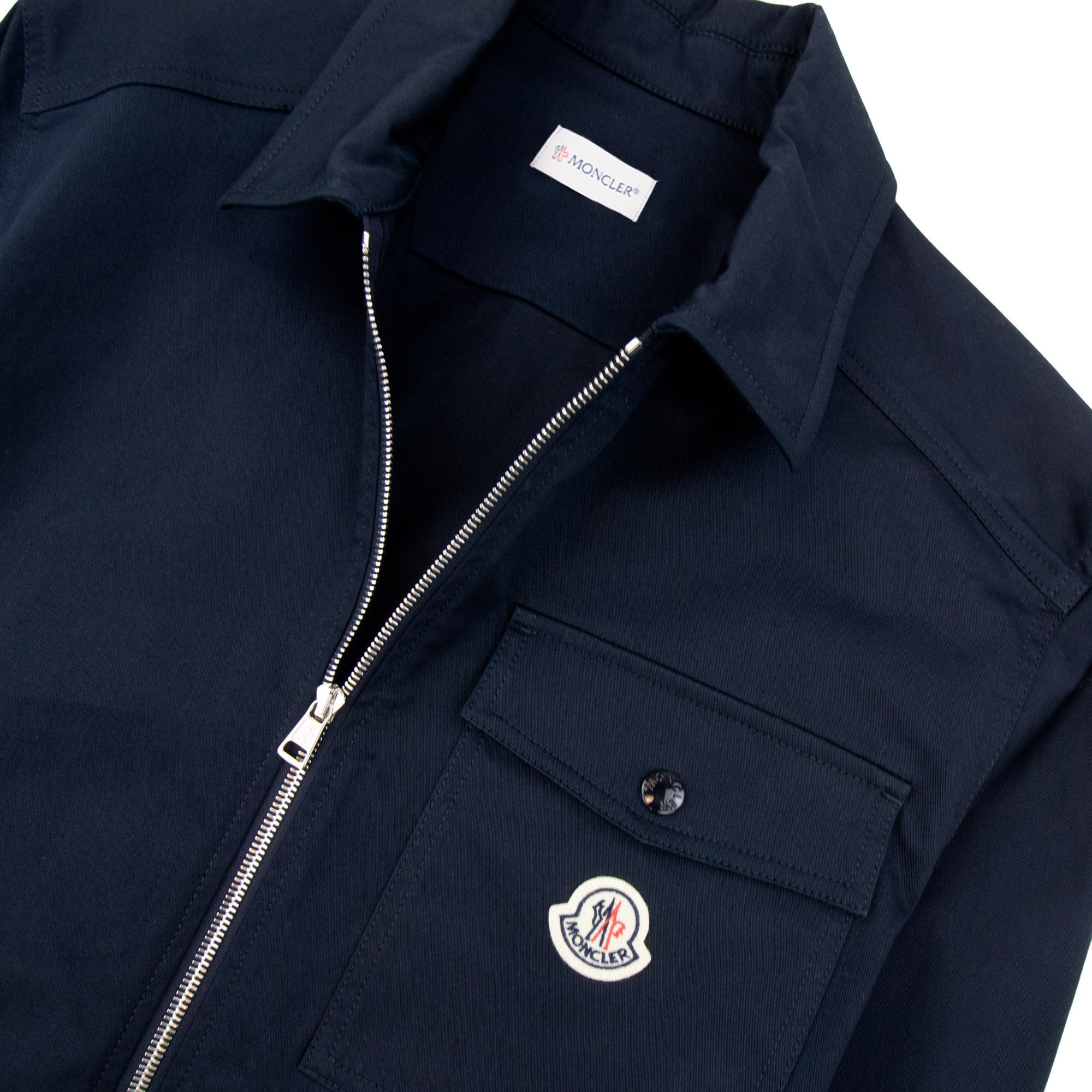 Moncler Cotton Gabardine Zip Overshirt Navy