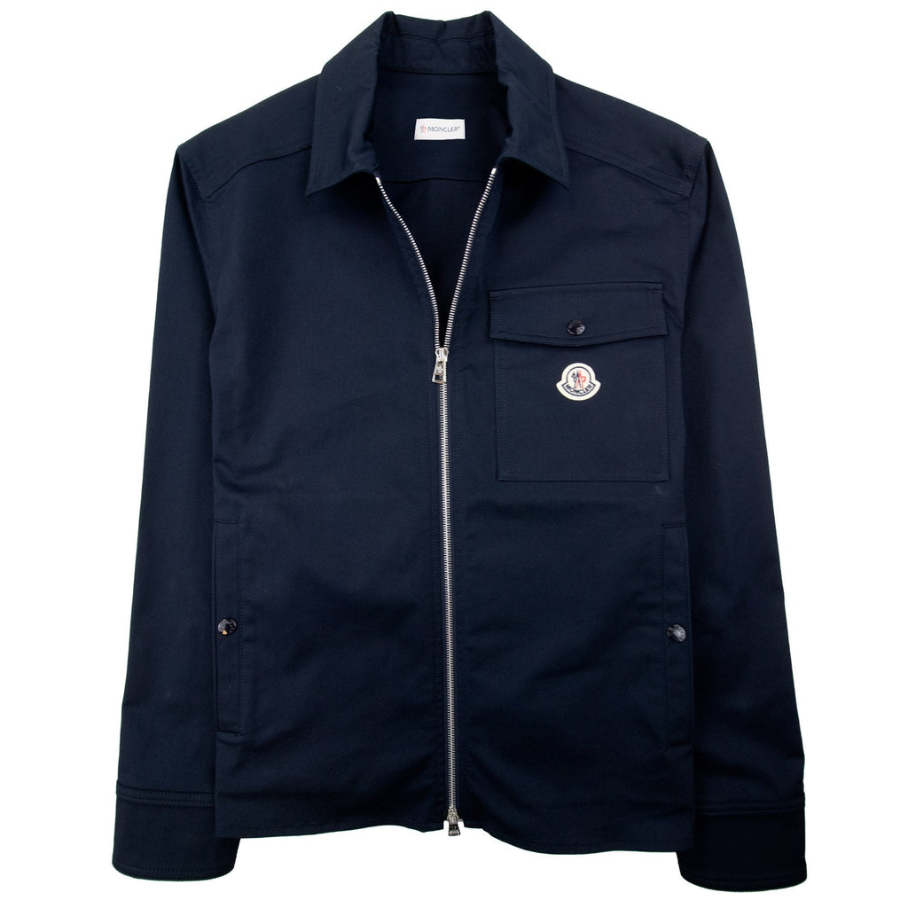 Moncler Cotton Gabardine Zip Overshirt Navy