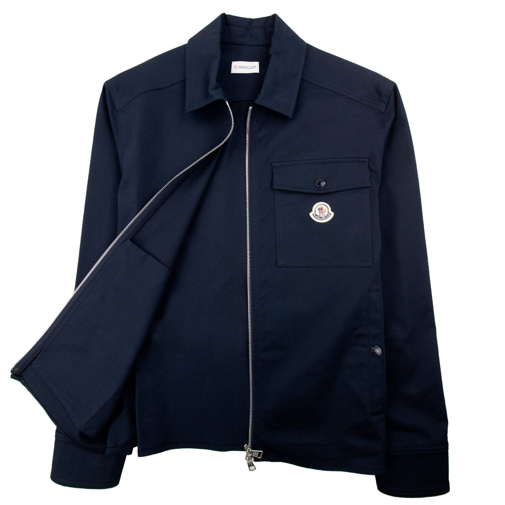 Moncler Cotton Gabardine Zip Overshirt Navy