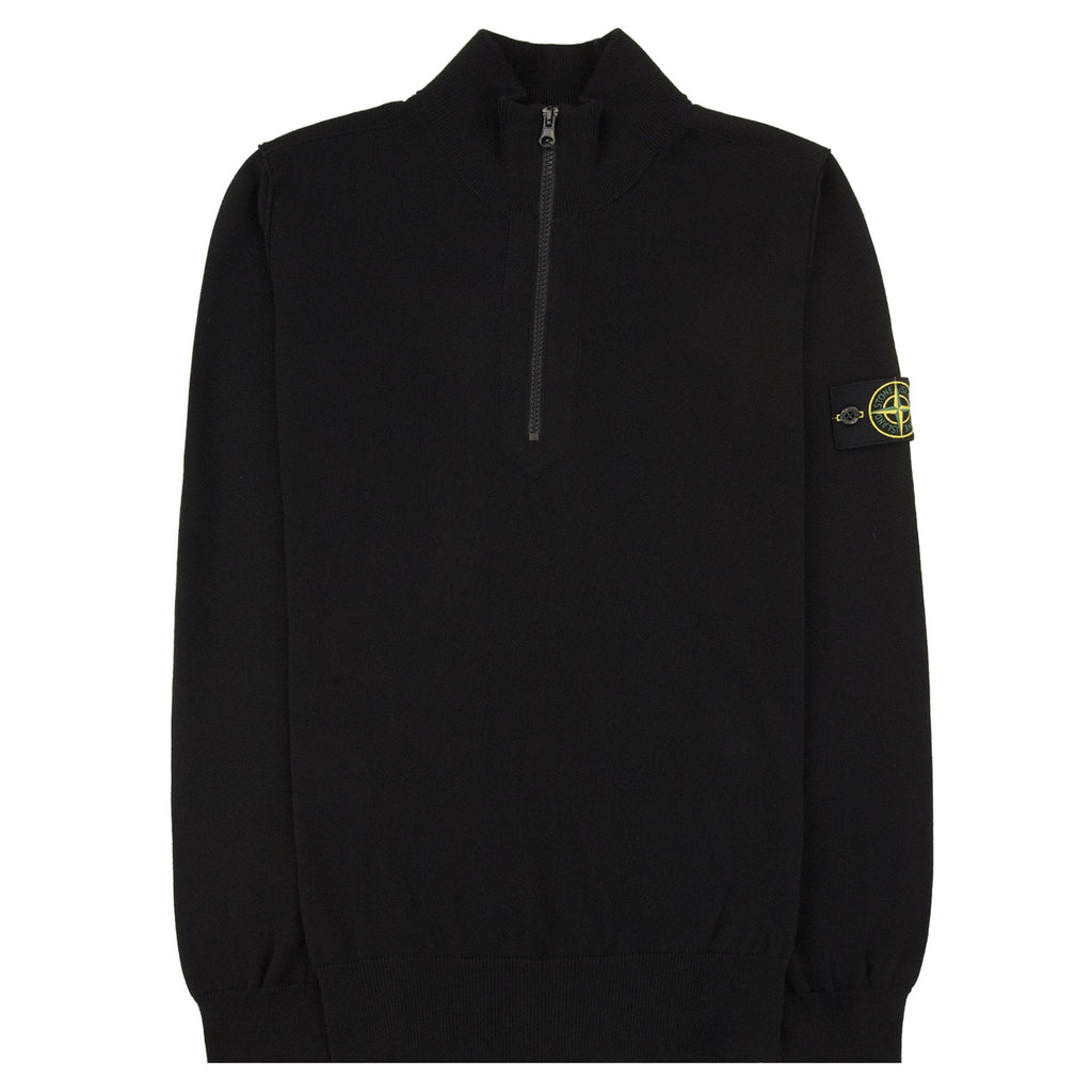 Stone Island 5100063 Soft Organic Cotton Half Zip Sweater Black V0029