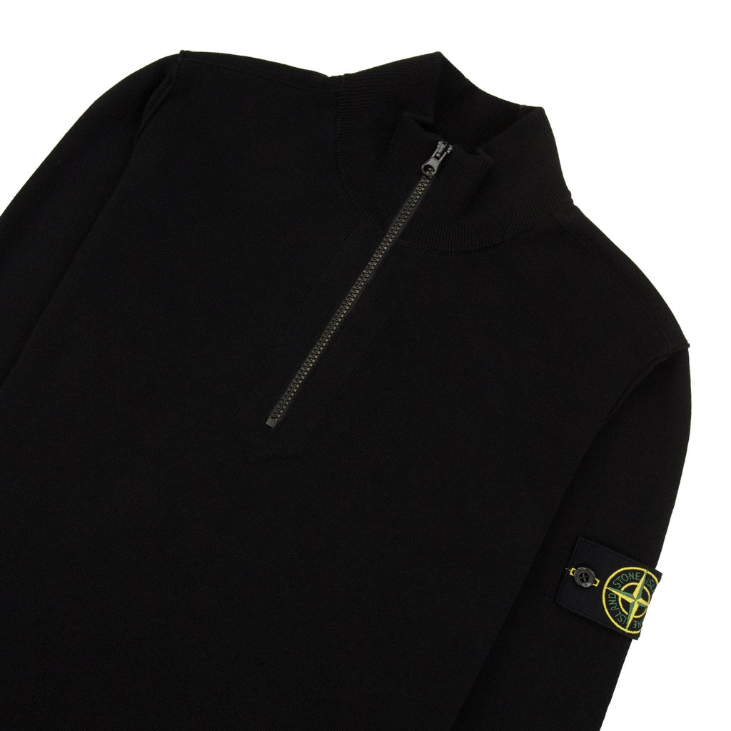 Stone Island 5100063 Soft Organic Cotton Half Zip Sweater Black V0029