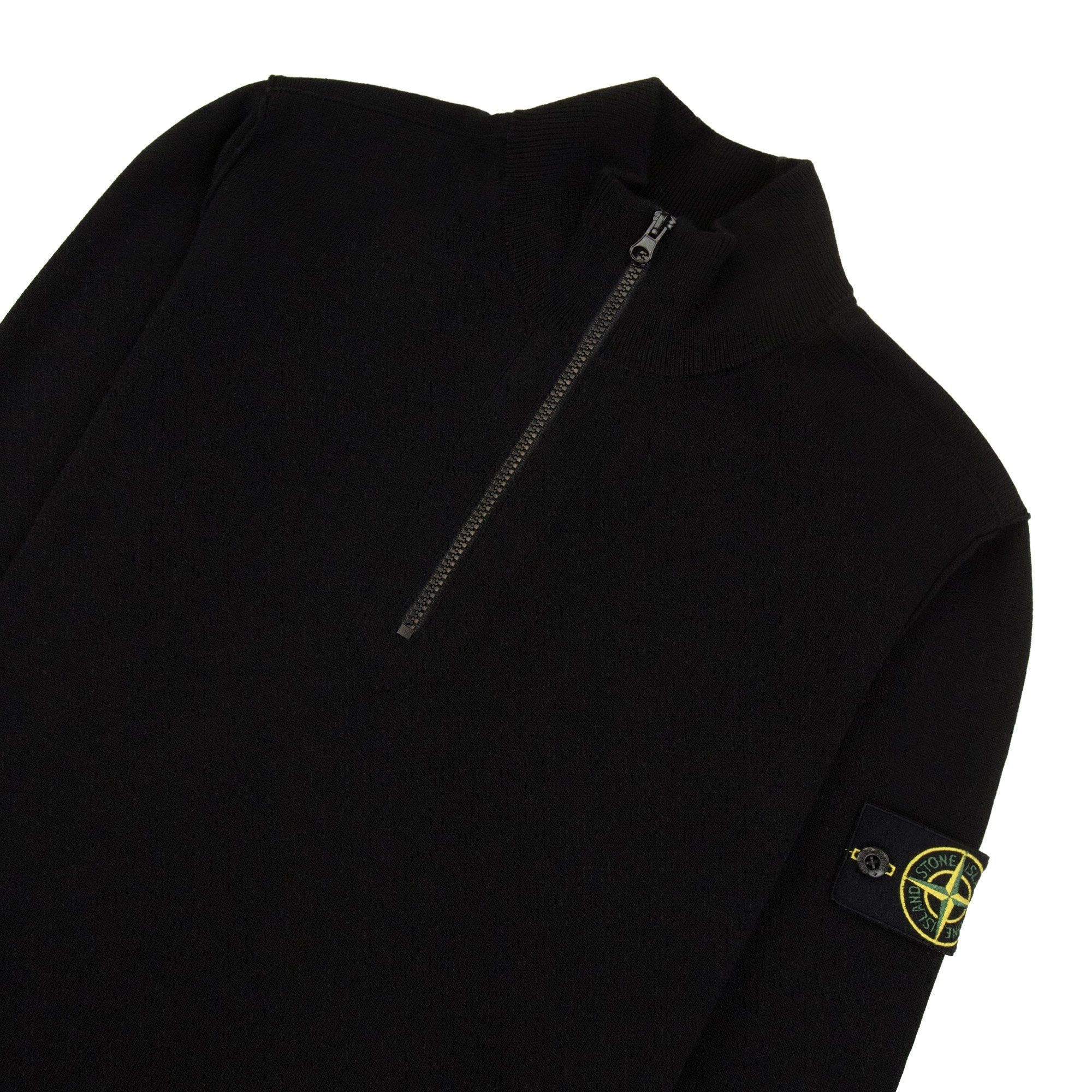 Stone Island 5100063 Soft Organic Cotton Half Zip Sweater Black V0029