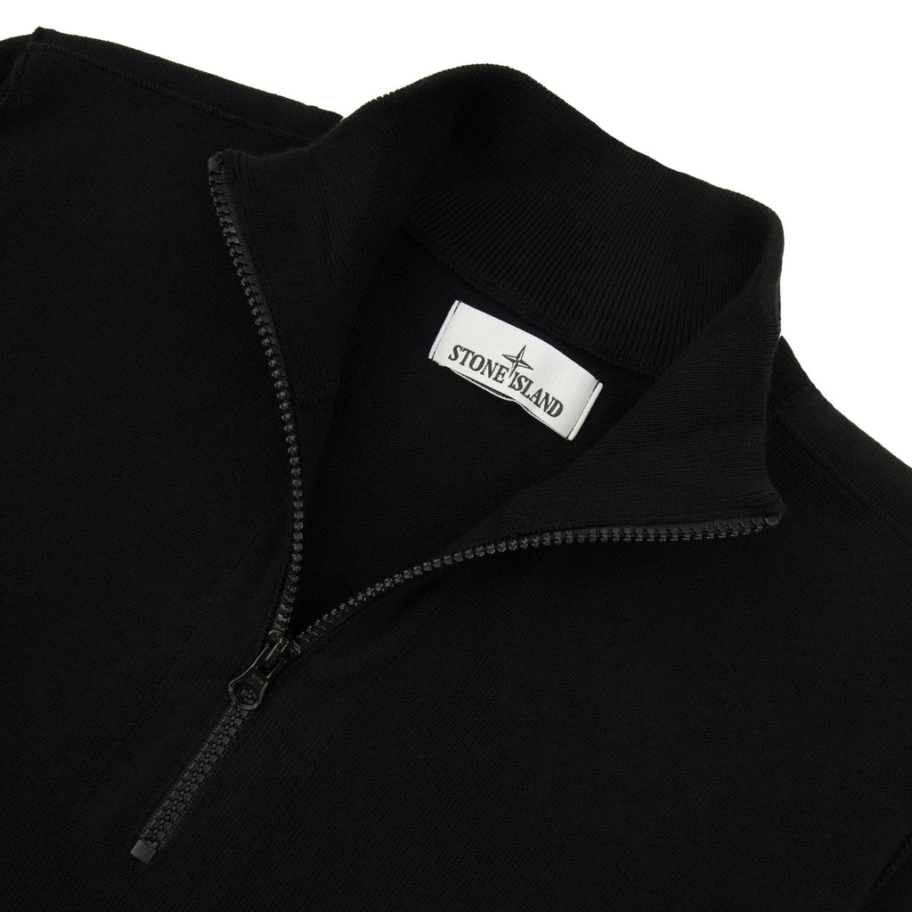 Stone Island 5100063 Soft Organic Cotton Half Zip Sweater Black V0029