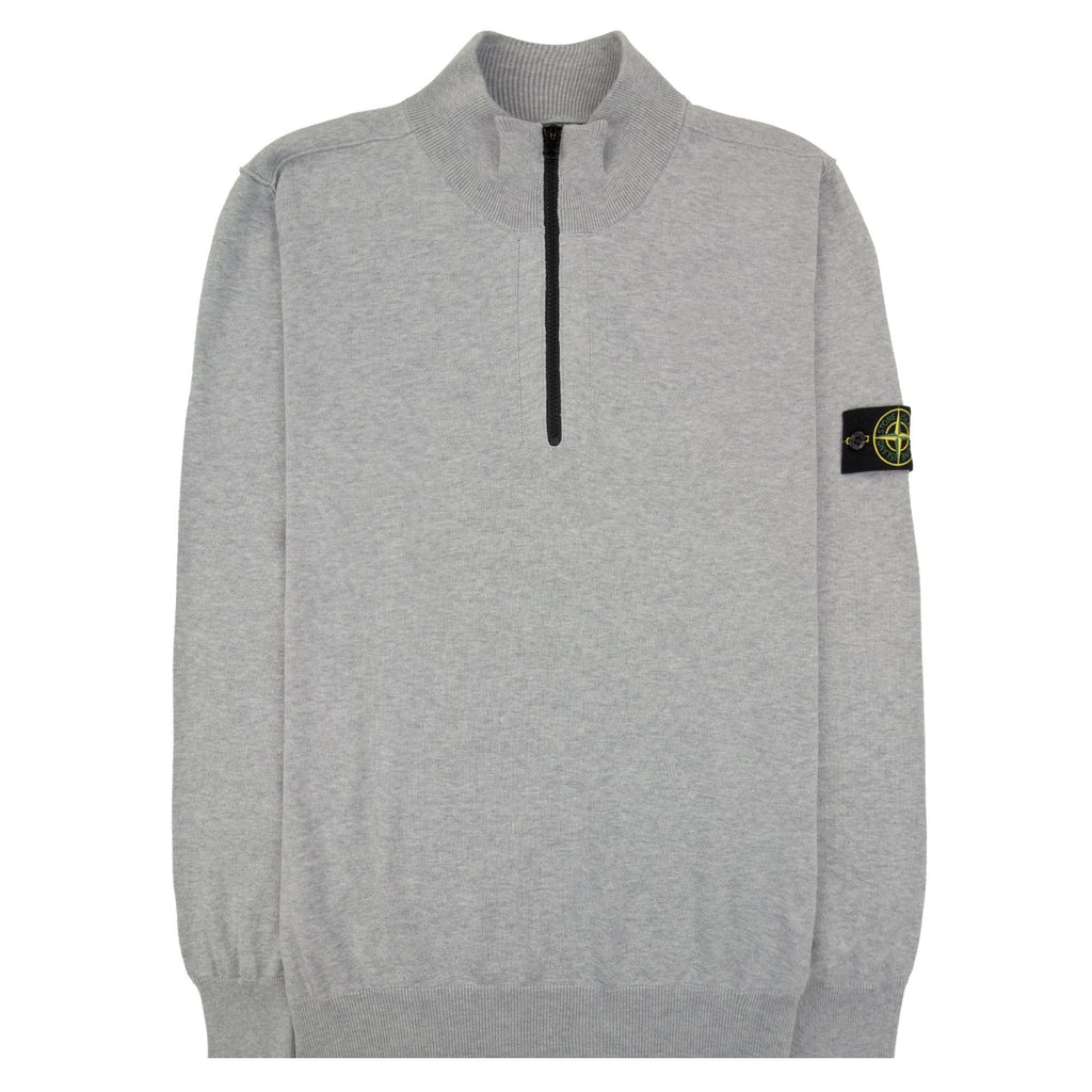 Stone Island 5100063 Soft Organic Cotton Half Zip Sweater Light Grey V0m61