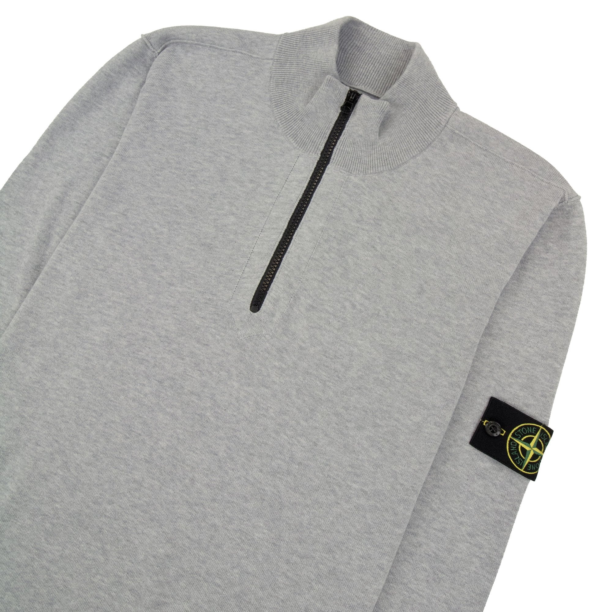 Stone Island 5100063 Soft Organic Cotton Half Zip Sweater Light Grey V0m61