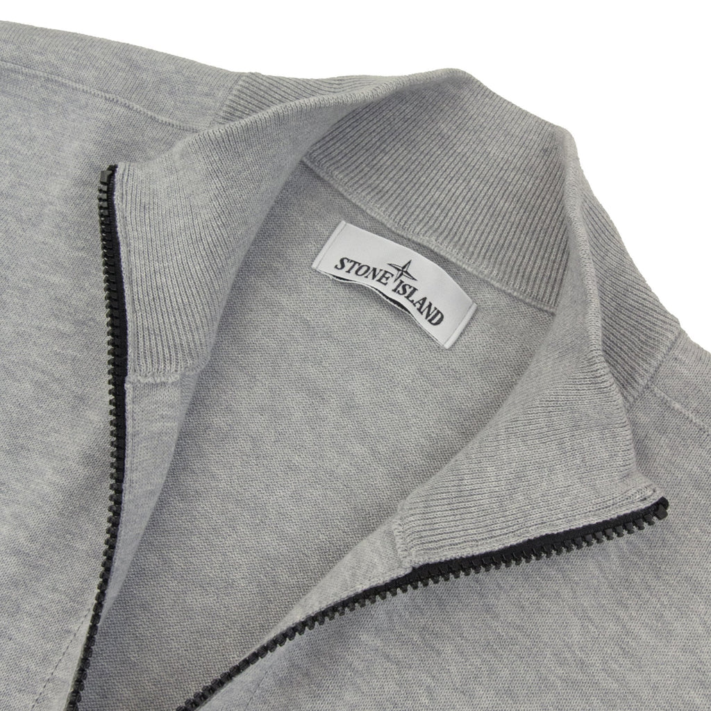 Stone Island 5100063 Soft Organic Cotton Half Zip Sweater Light Grey V0m61
