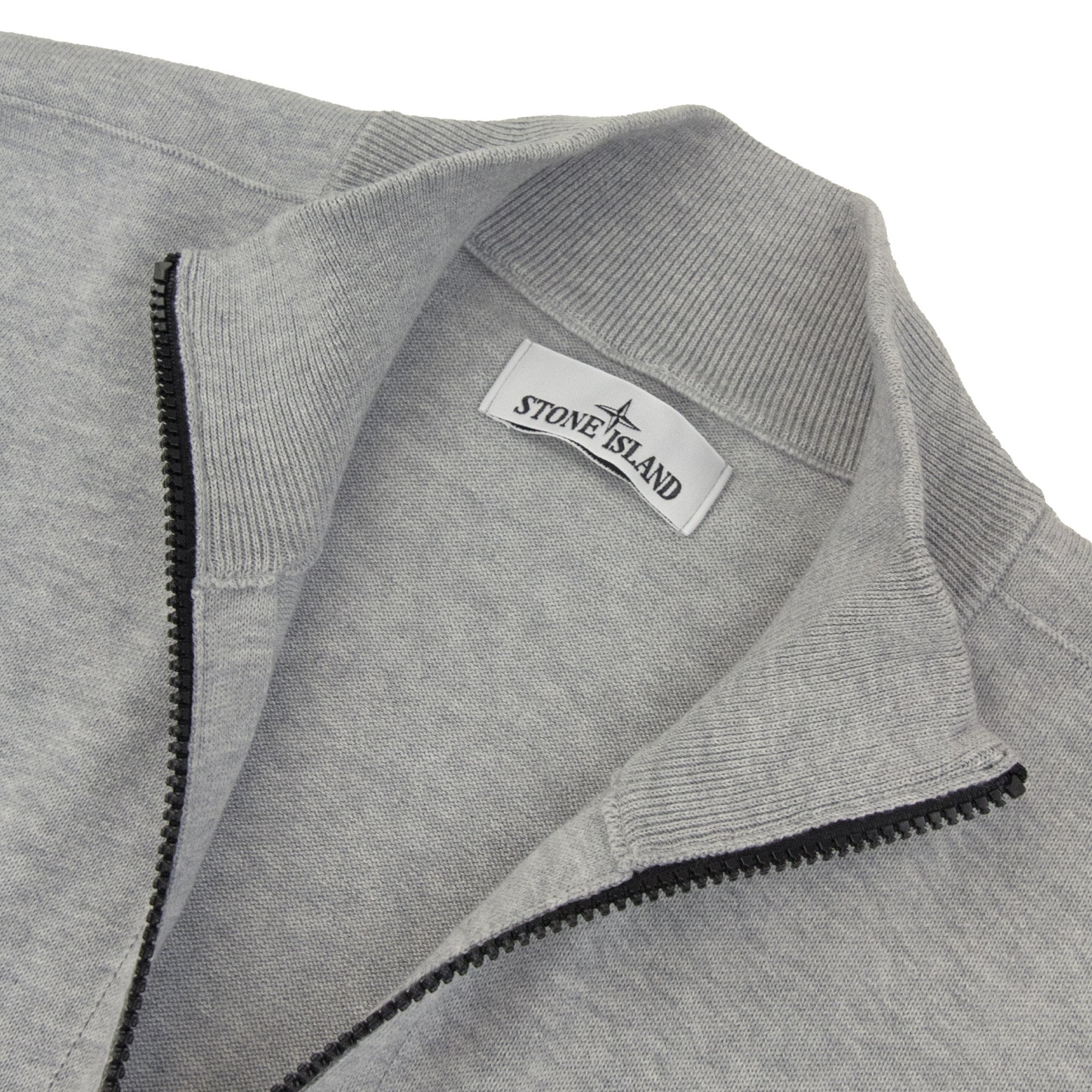 Stone Island 5100063 Soft Organic Cotton Half Zip Sweater Light Grey V0m61