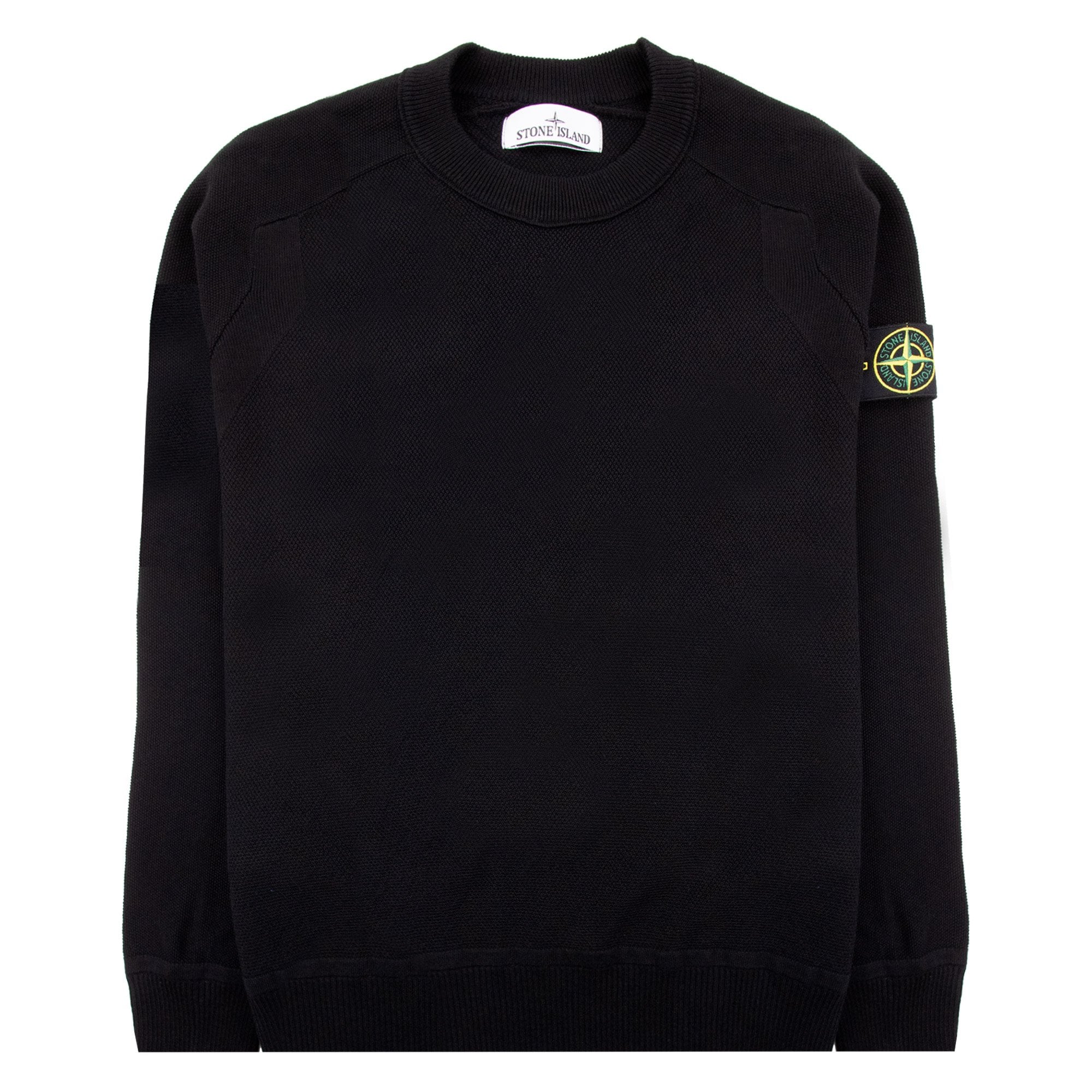 Stone Island Soft Cotton Knit Micro Stitch Crewneck Black V0029