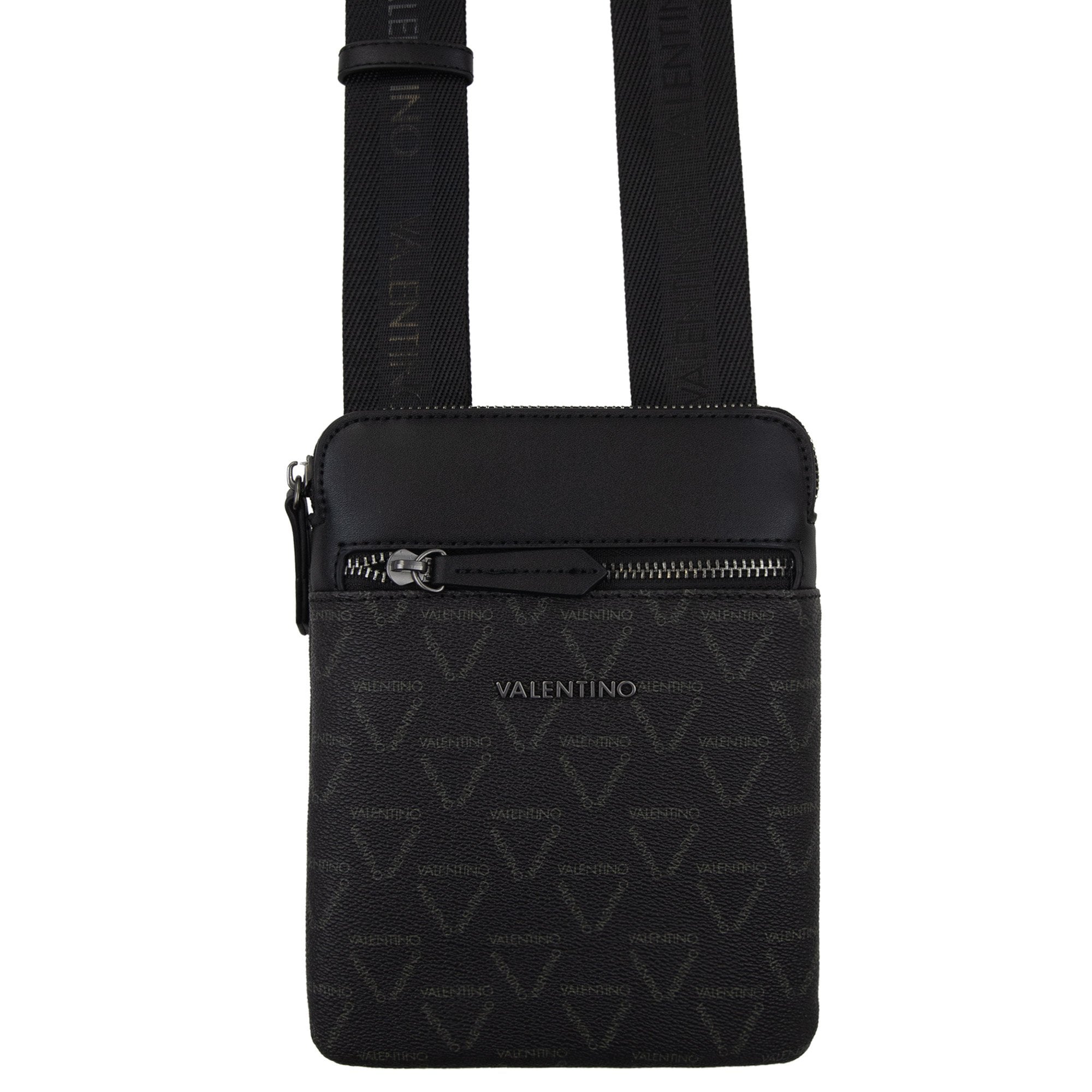 Valentino Delta Multi Print Crossbody Bag Nero