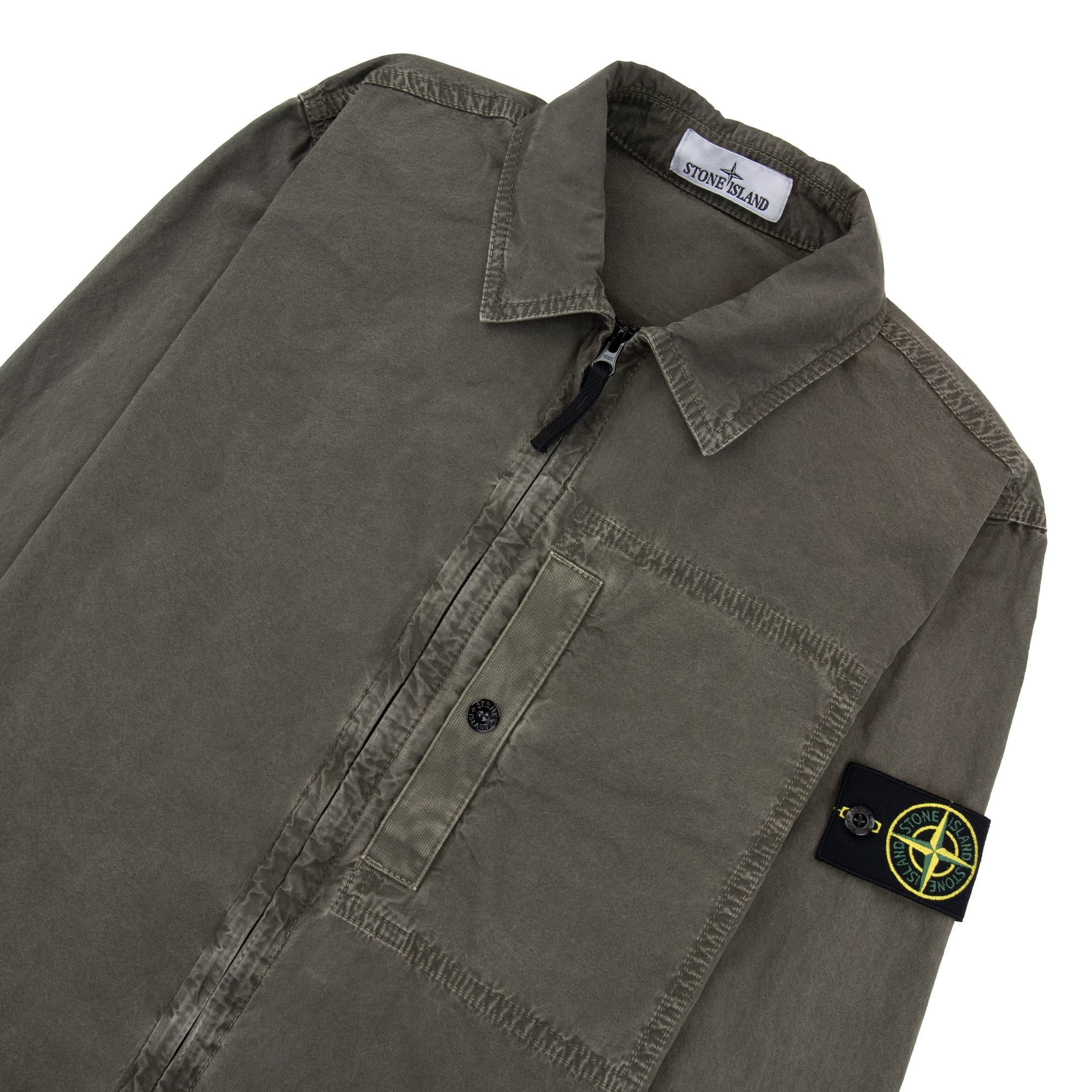 Stone Island 1200032 Brushed Cotton Canvas Old Effect Green V0154