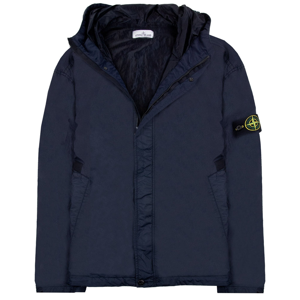 Stone Island 4100092 Crinkle Reps Hooded Jacket Navy Blue V0020