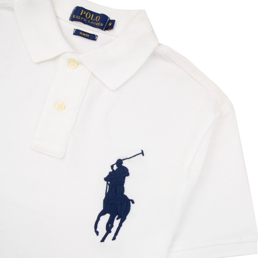 Polo Ralph Lauren Slim Fit Big Pony Short Sleeve Polo 3 On Sleeve White/blue