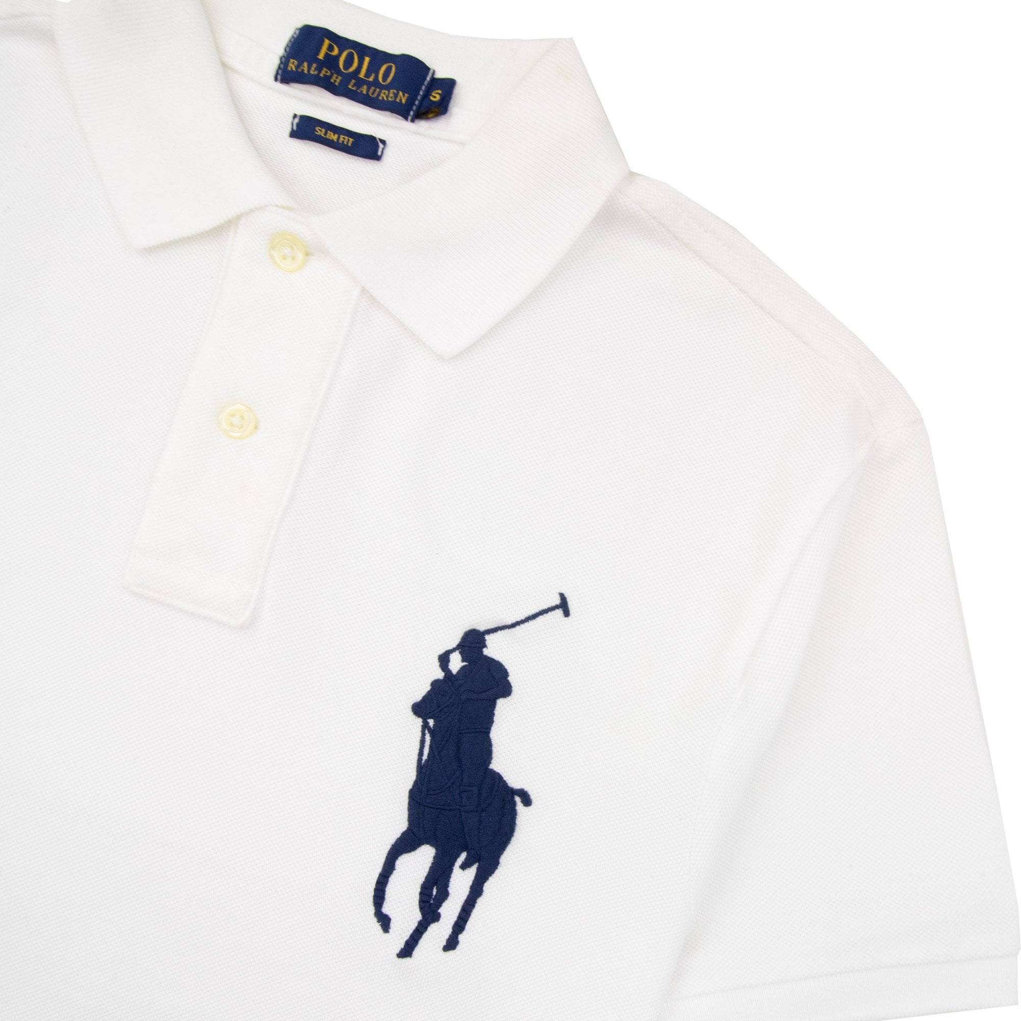 Polo Ralph Lauren Slim Fit Big Pony Short Sleeve Polo 3 On Sleeve White/blue