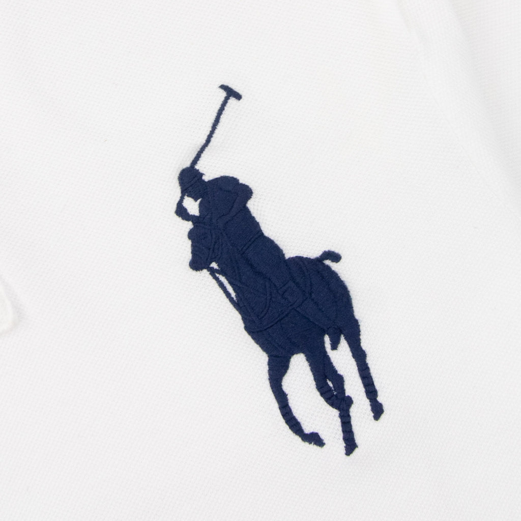 Polo Ralph Lauren Slim Fit Big Pony Short Sleeve Polo 3 On Sleeve White/blue