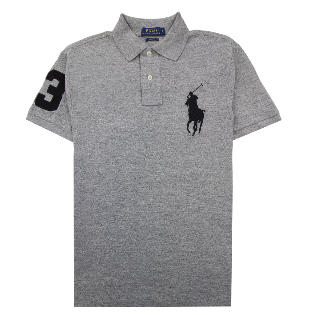 Polo Ralph Lauren Slim Fit Big Pony Short Sleeve Polo 3 On Sleeve Vintage Heather