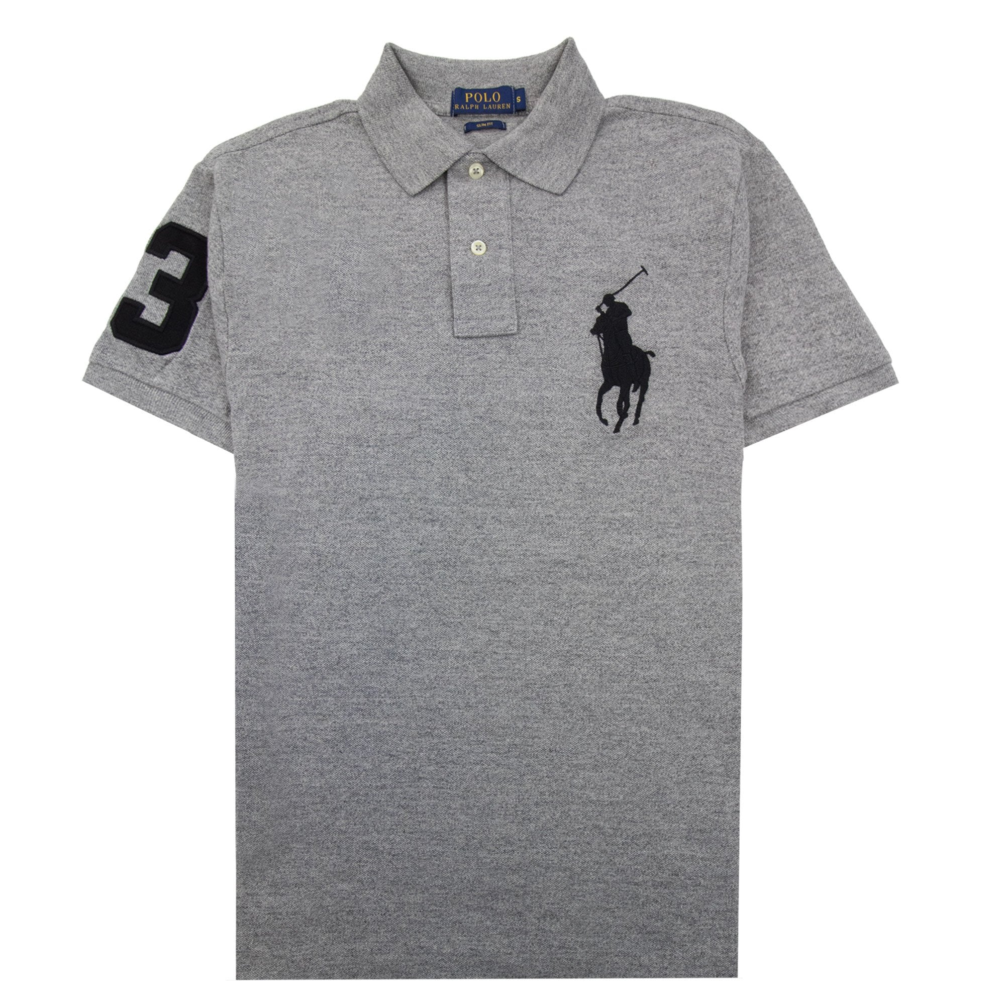 Polo Ralph Lauren Slim Fit Big Pony Short Sleeve Polo 3 On Sleeve Vintage Heather
