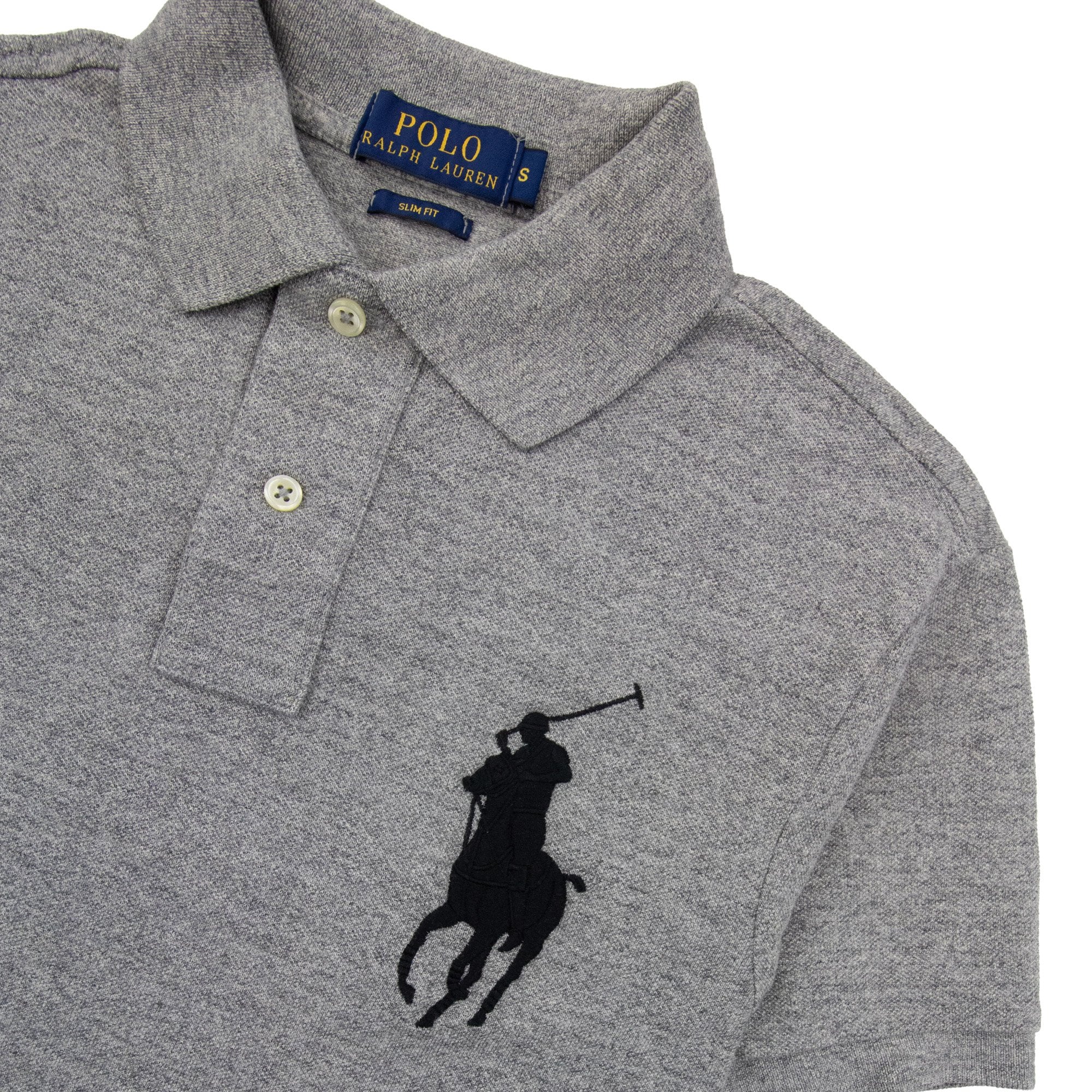 Polo Ralph Lauren Slim Fit Big Pony Short Sleeve Polo 3 On Sleeve Vintage Heather