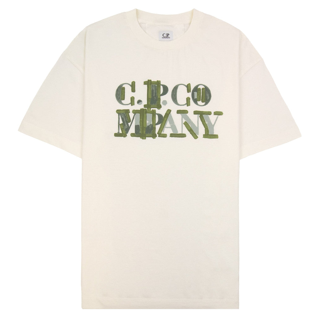 Cp Company 30/1 Jersey Blurred Logo T-shirt White 103