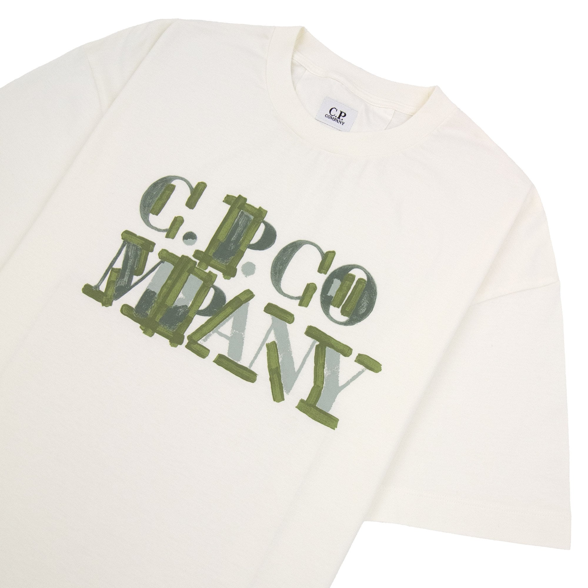 Cp Company 30/1 Jersey Blurred Logo T-shirt White 103