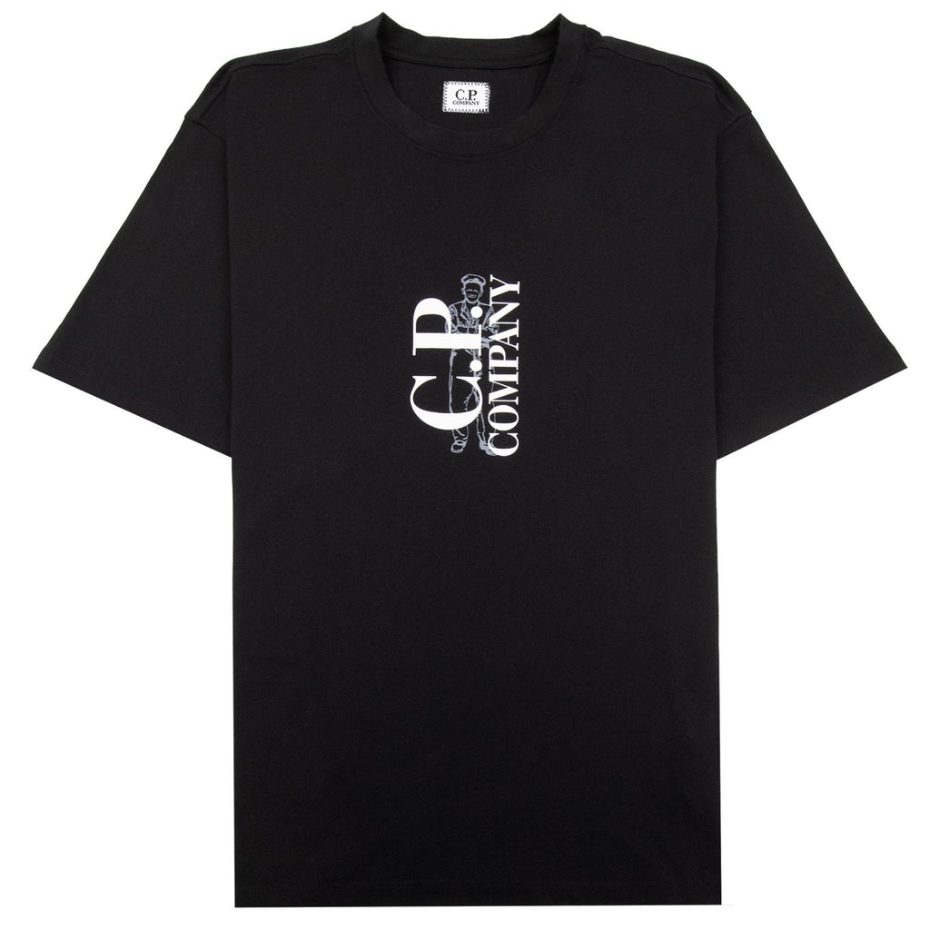 Cp Company 30/1 Jersey Vertical Logo T-shirt Black 999