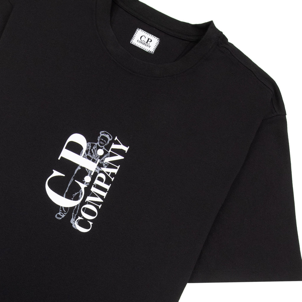 Cp Company 30/1 Jersey Vertical Logo T-shirt Black 999