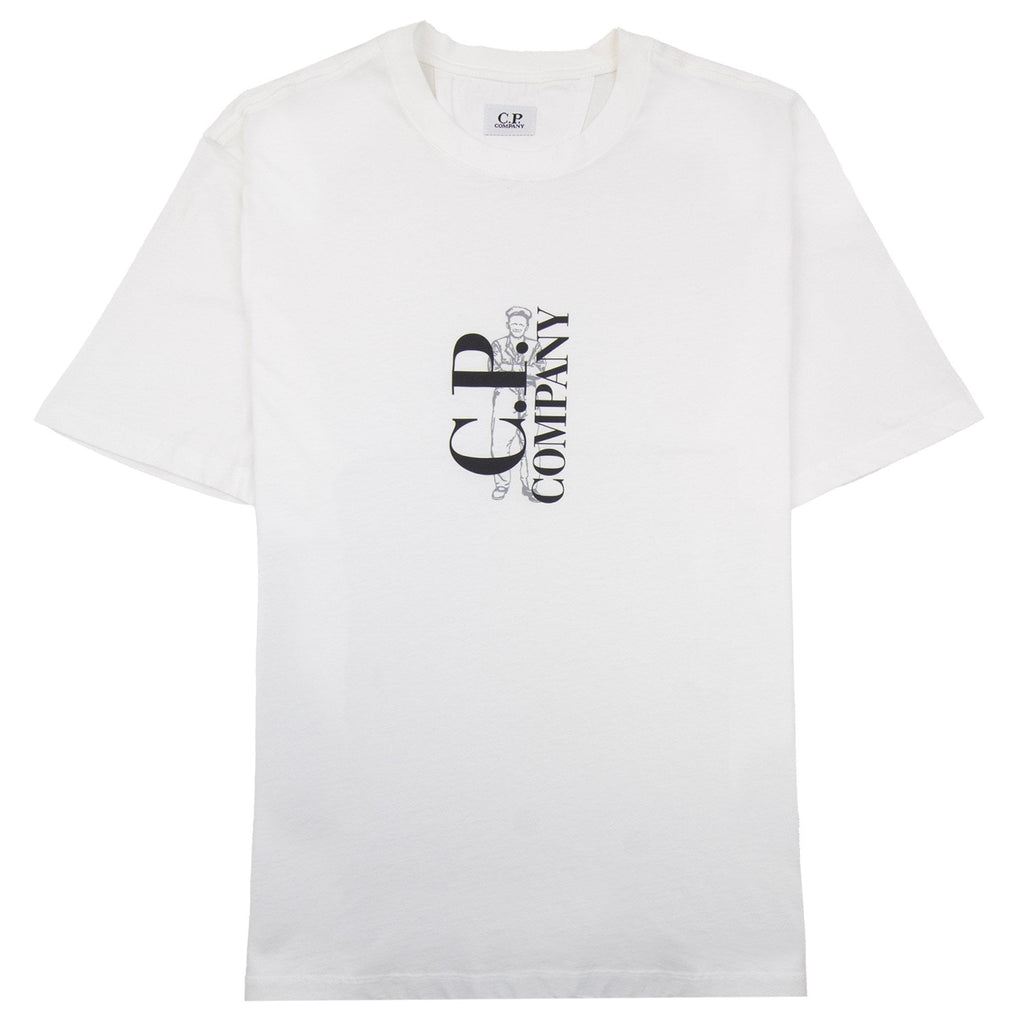 Cp Company 30/1 Jersey Vertical Logo T-shirt White 103