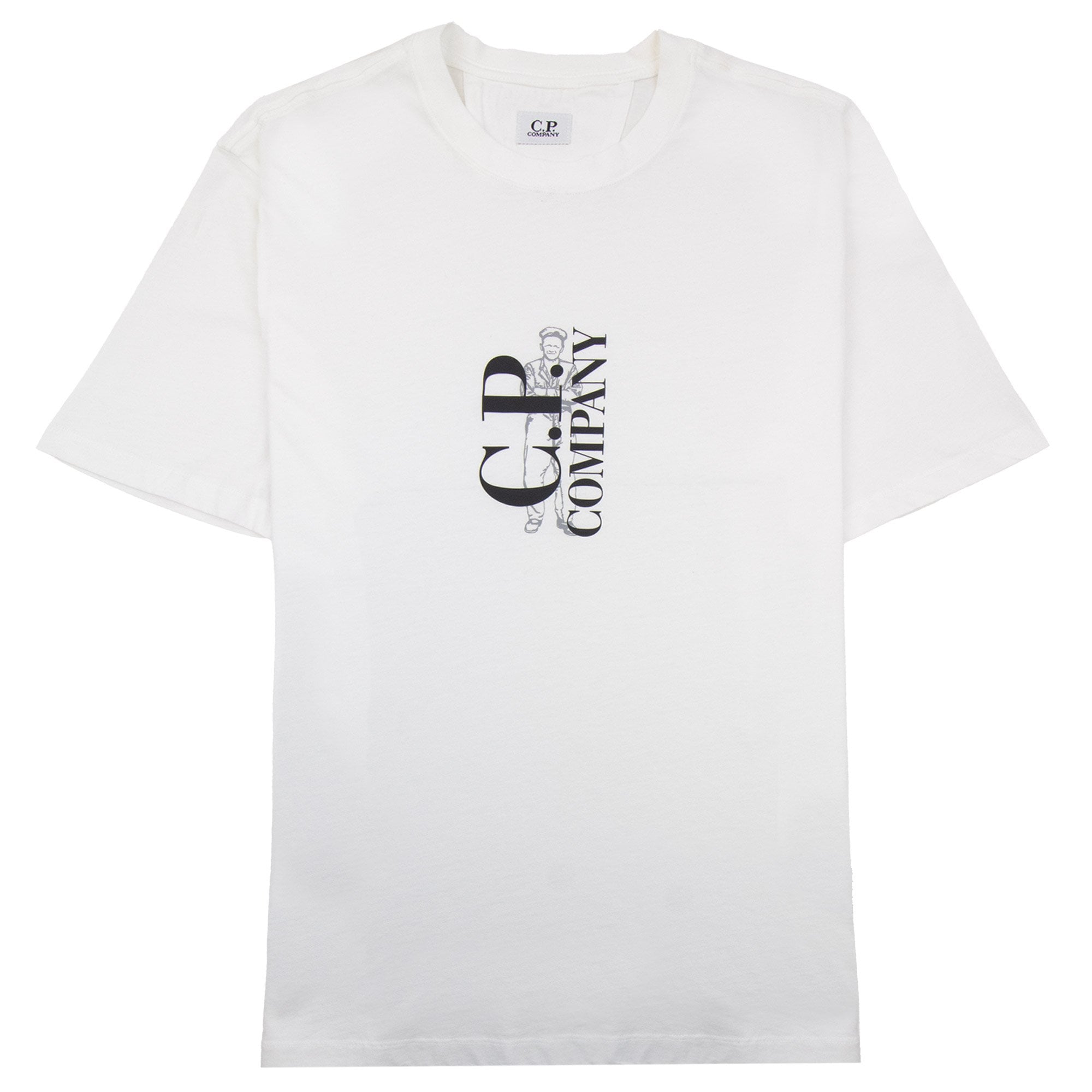 Cp Company 30/1 Jersey Vertical Logo T-shirt White 103