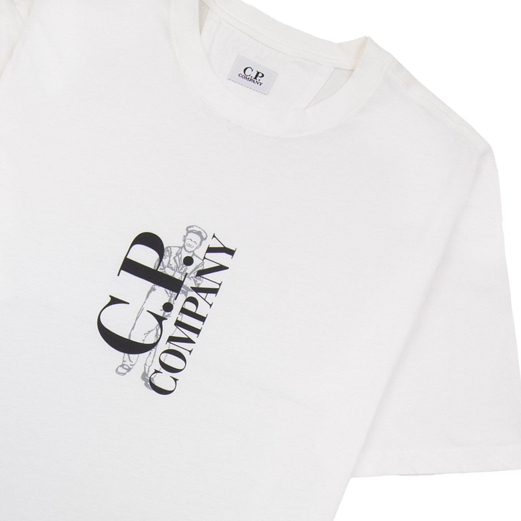 Cp Company 30/1 Jersey Vertical Logo T-shirt White 103