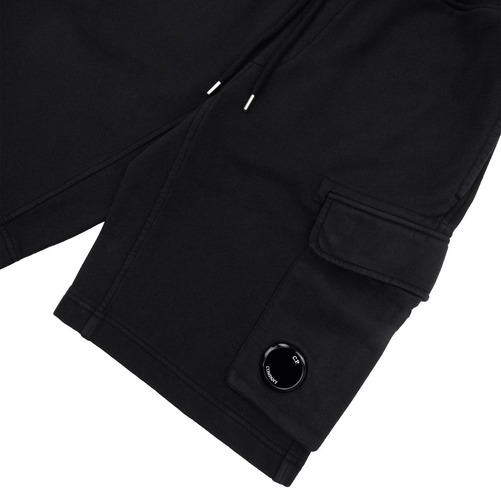 Cp Company Cotton Diagonal Fleece Cargo Shorts Black 999