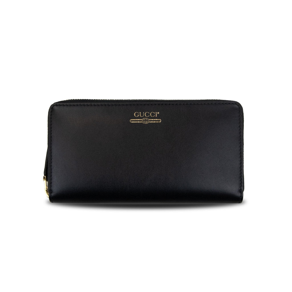 Gucci Zip Around Wallet With Gucci Logo Black